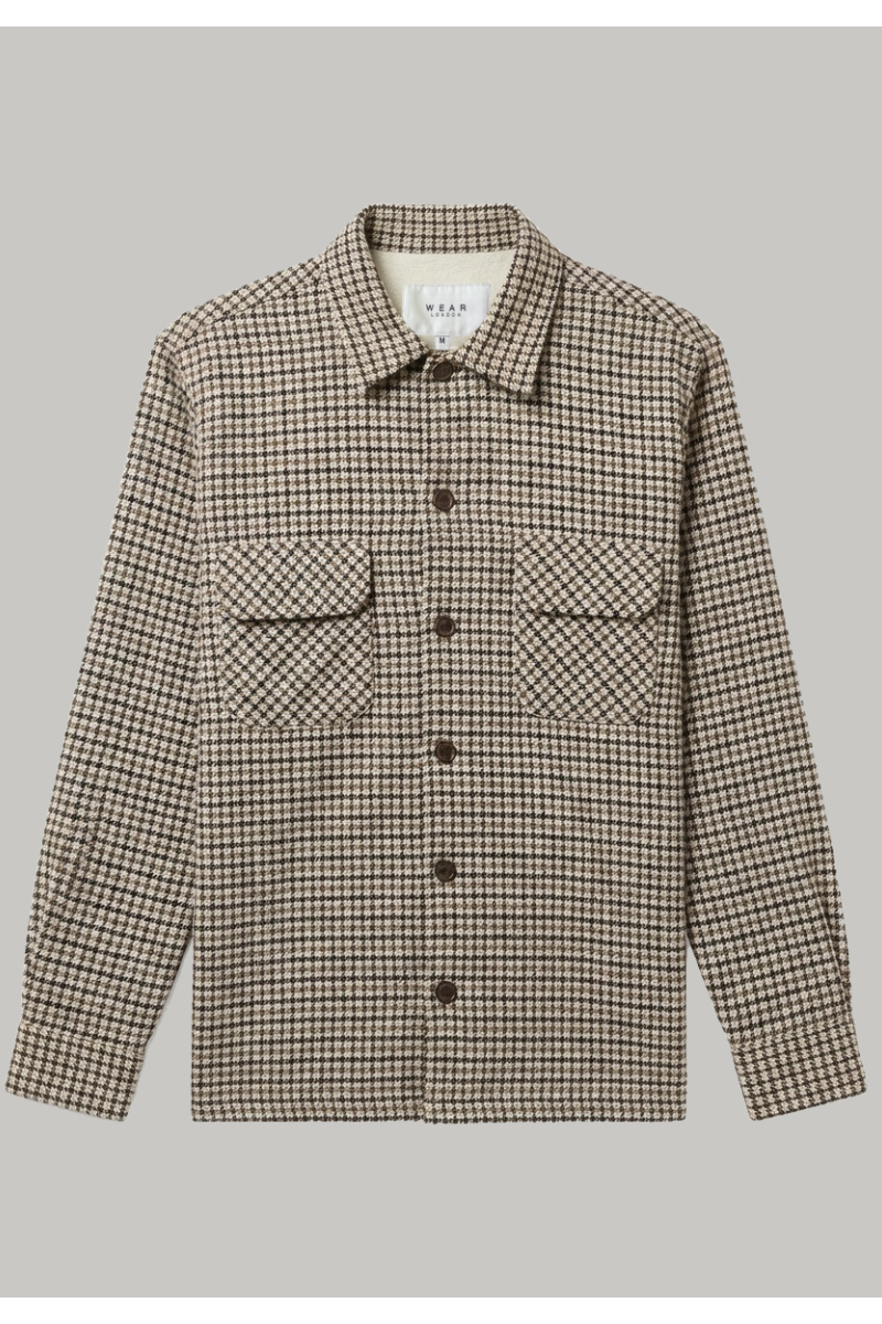 Angeles Long Sleeve Shirt - Sammy Choc Dogtooth - Wear London