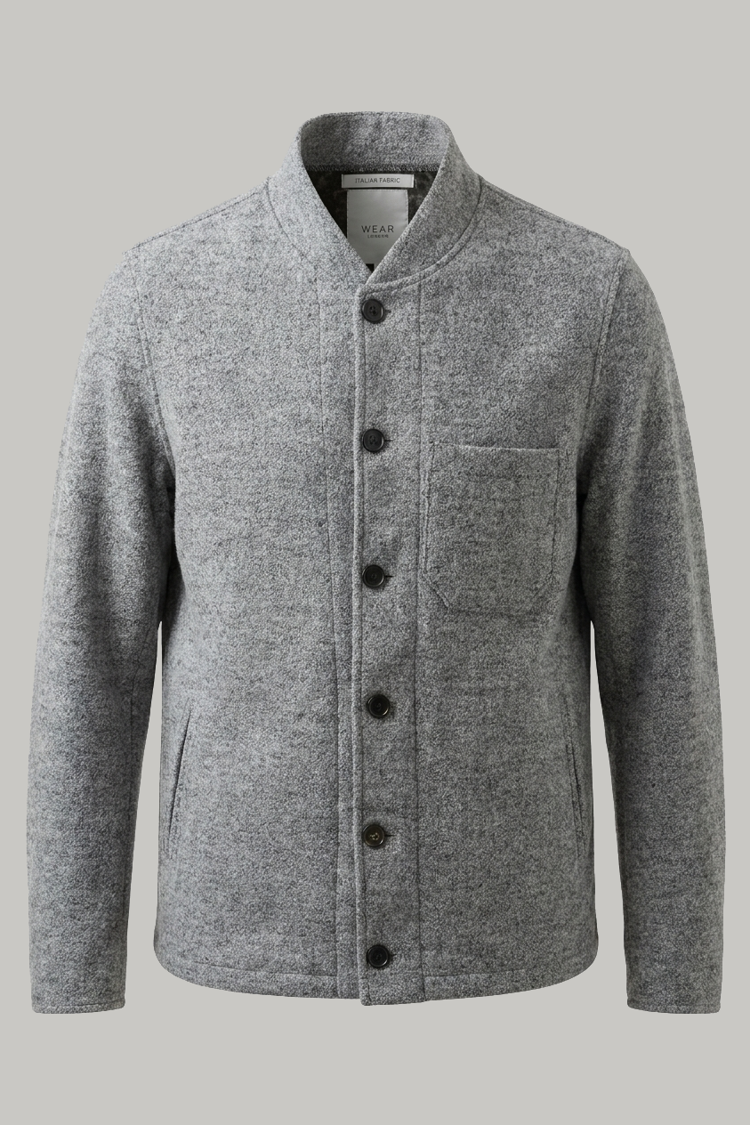 Aldgate Baseball Shacket - Silver textured wool - Wear London