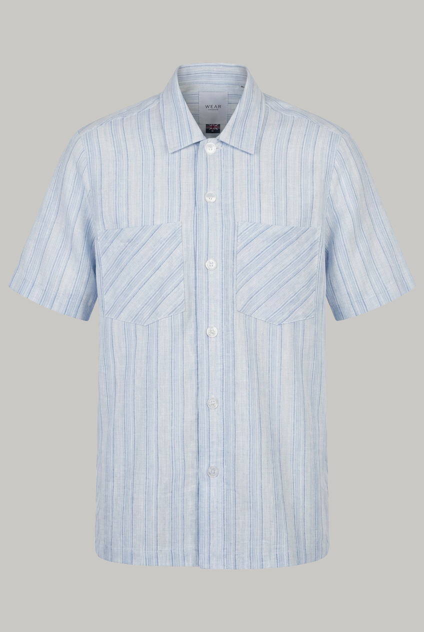 Bethnal Top Pockets  - Navy White Linen - Wear London