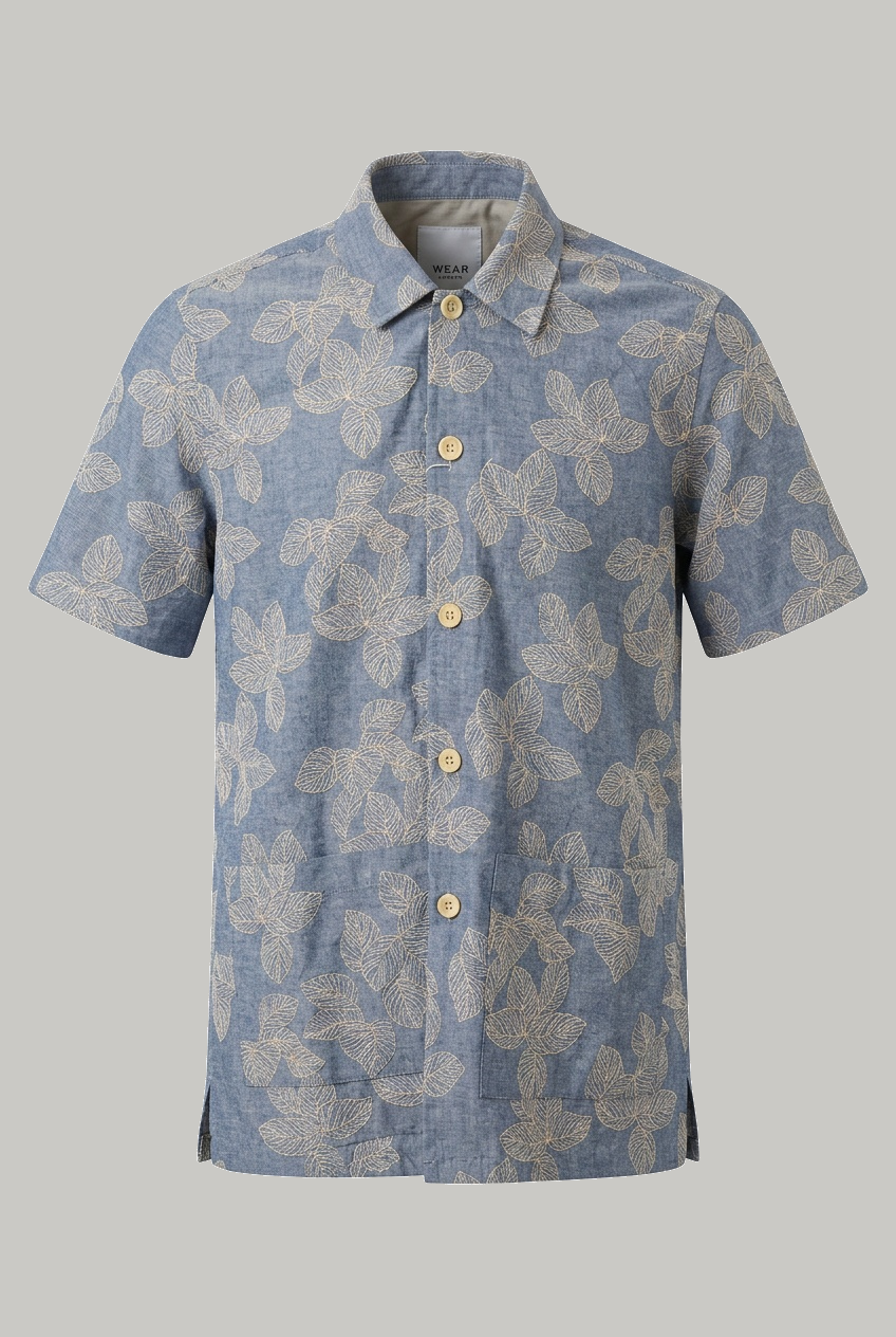 Bethnal Short Sleeve Shirt - Embroidered Chambray - Wear London