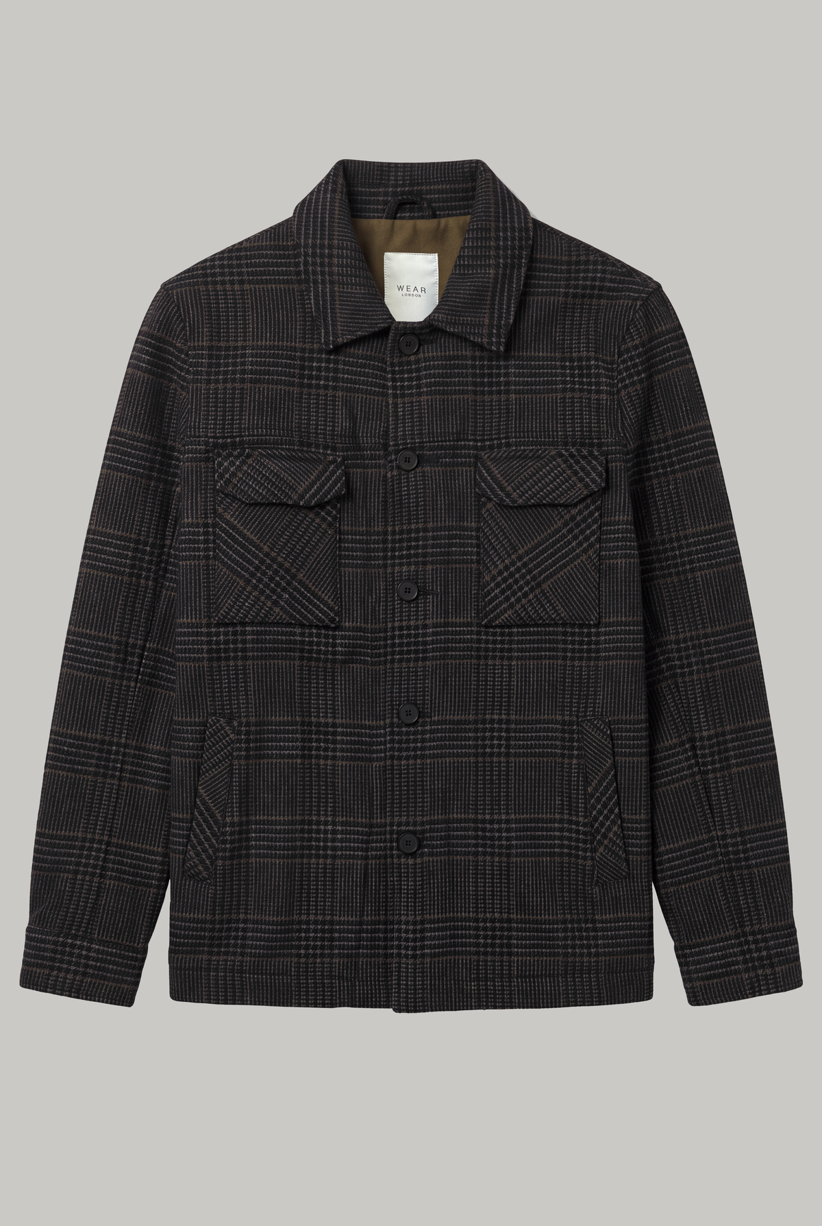 The Bar Shacket - Grey Wool Check - Wear London