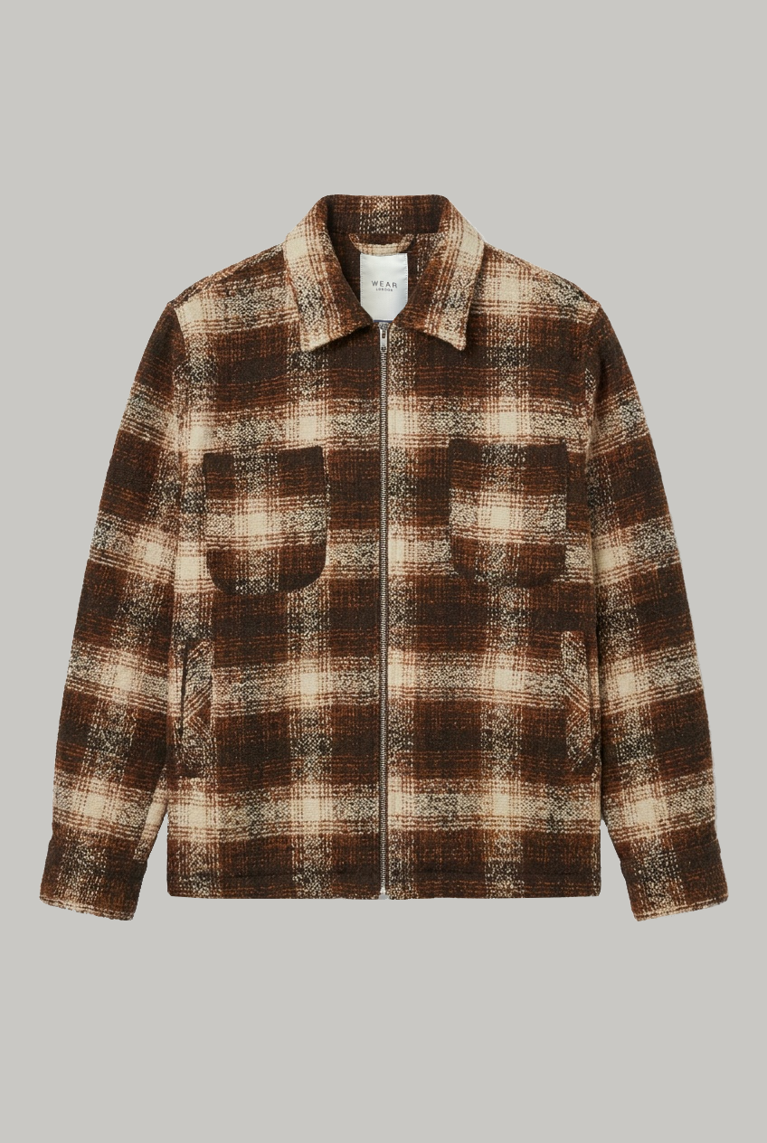 Broadwalk Zip Overshirt - Red Grey Black Check - Wear London