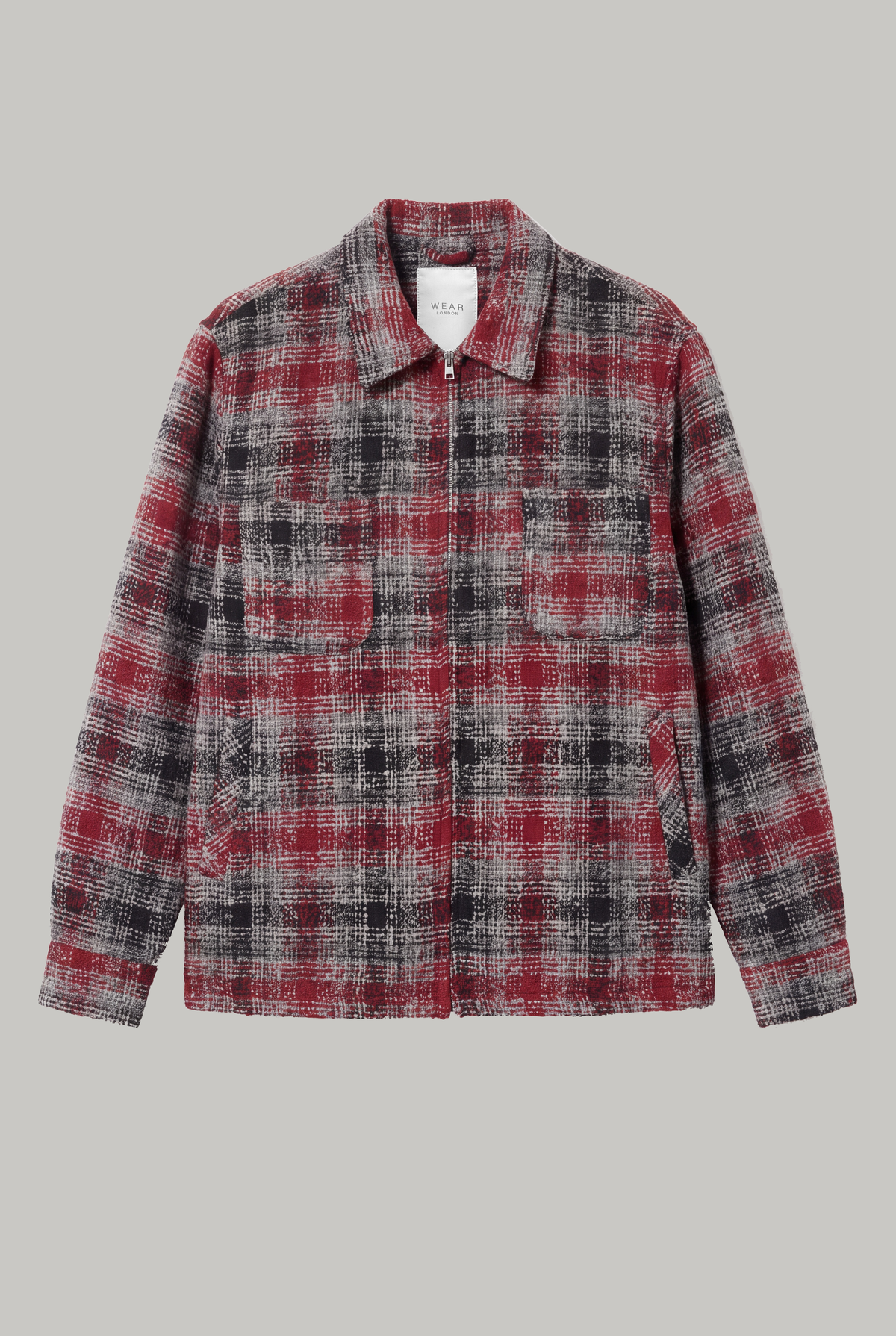 Broadwalk Zip Overshirt - Red Grey Black Check - Wear London