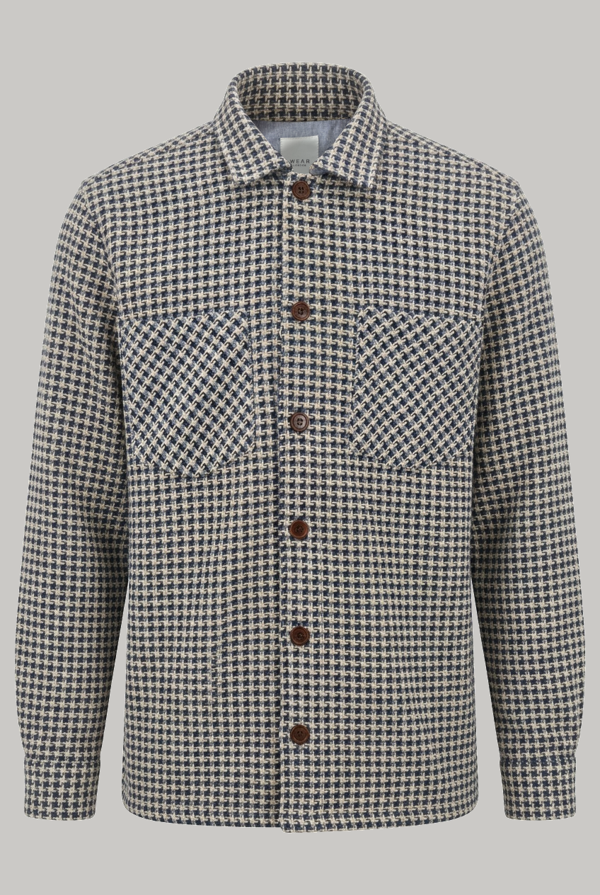 Bart Overshirt - Mid Blue / Stone Check - Wear London