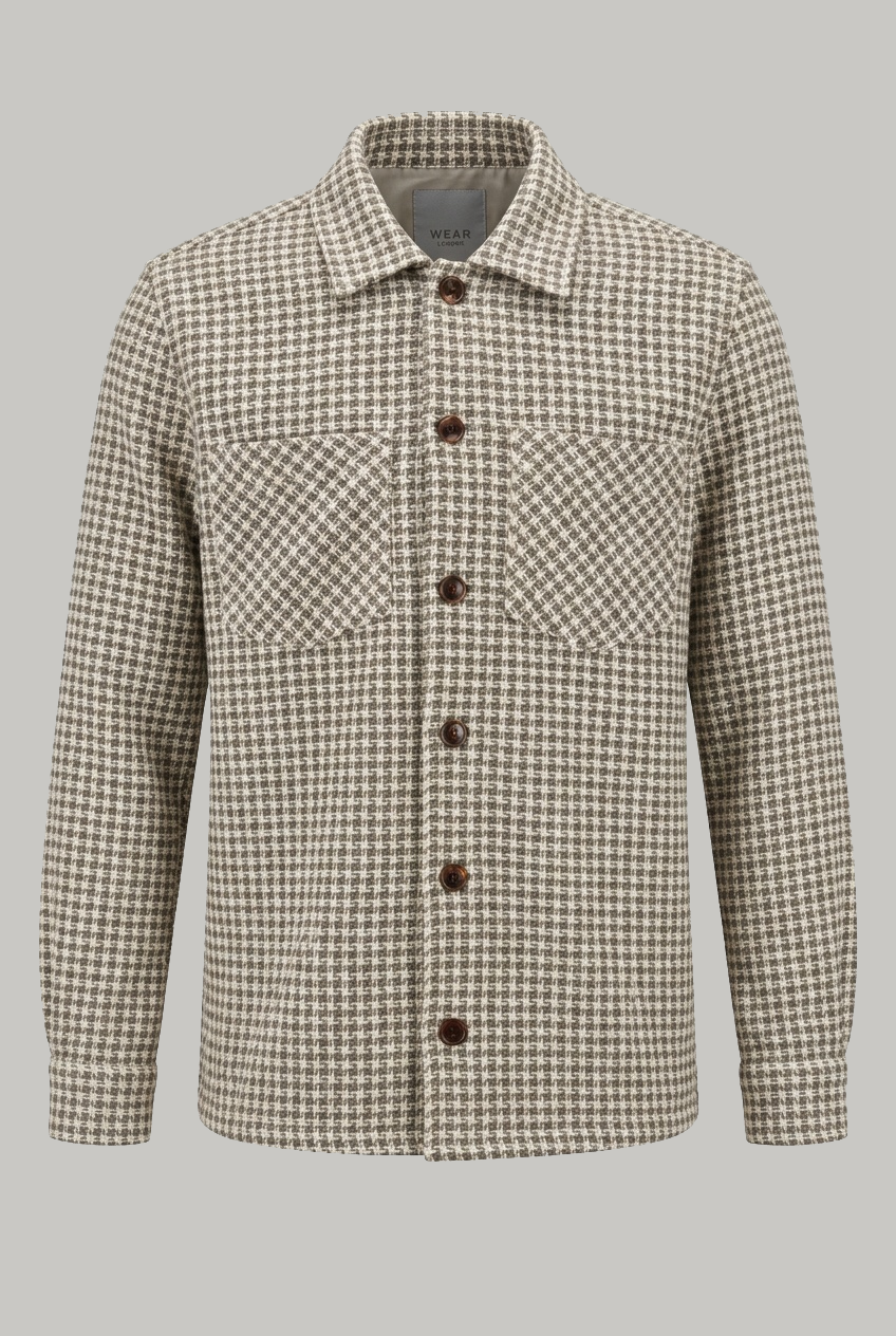 Bart Overshirt - Dogtooth Ecru Oat Grey - Wear London