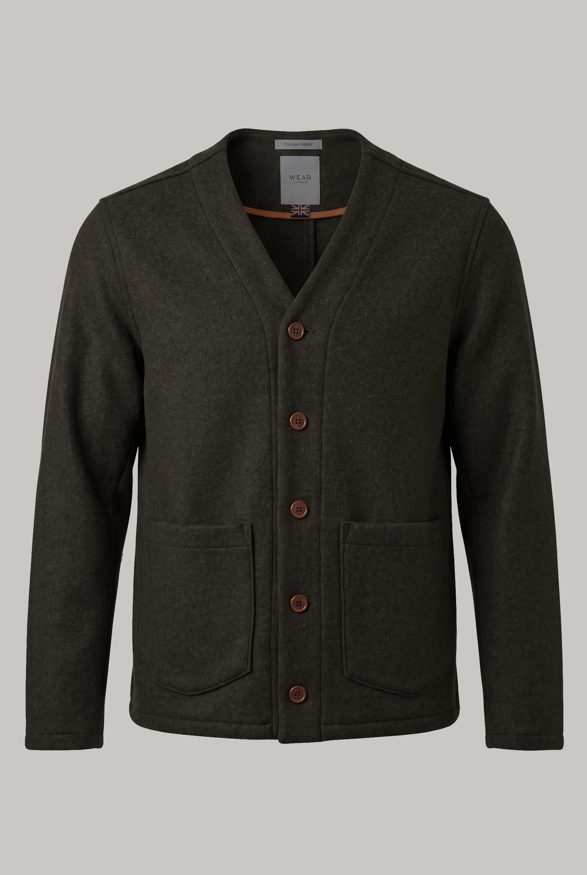 Fleming V-Neck Shacket Lined Sleeve - Casentino Chocolate - Wear London