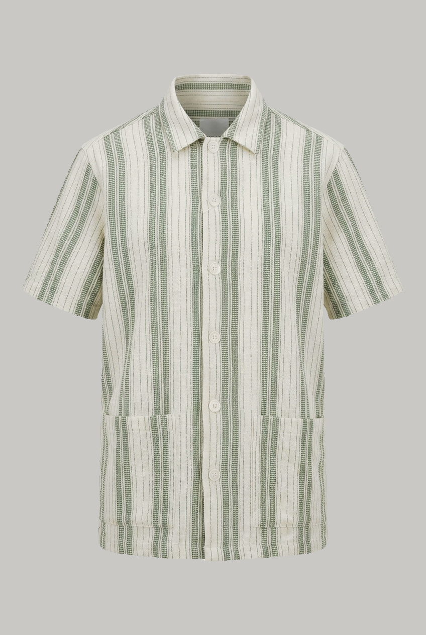 Bethnal Short Sleeve Shirt - Green White Stripe - Wear London