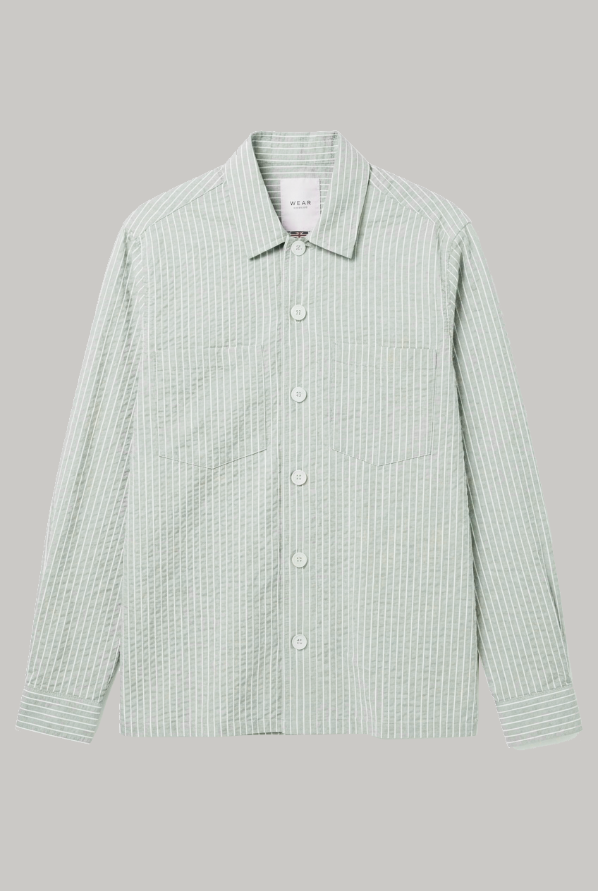 Wick Long Sleeve Shirt - Mint Green / White Seersucker - Wear London