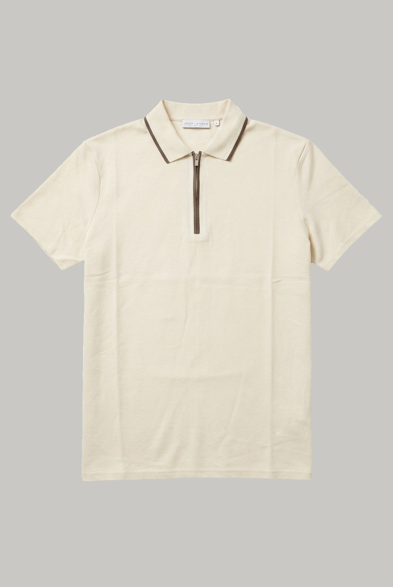 Borough - Zip Polo - Taupe Pique - Cozy Knitwear Essential
