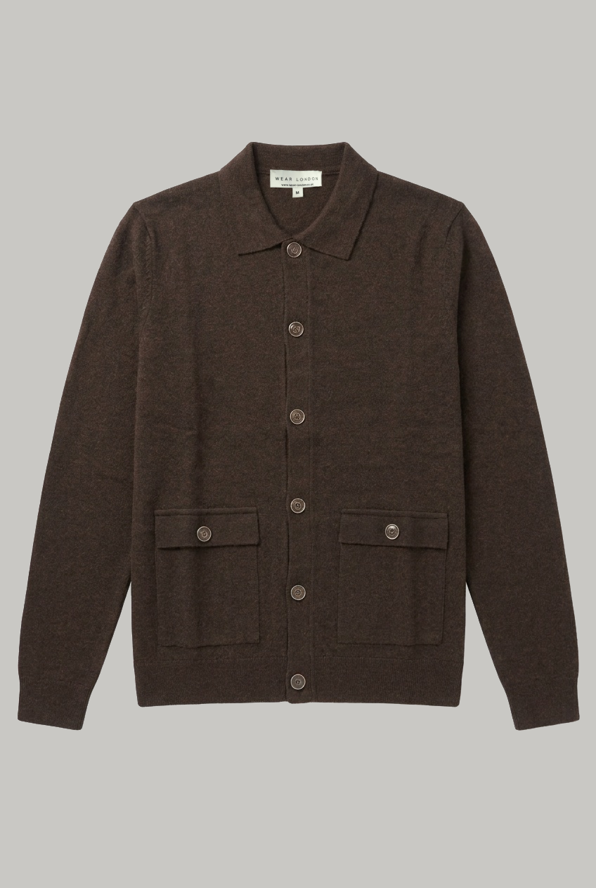 Tufnell- Cardigan Pockets Knitwear - Chocolate - Wear London