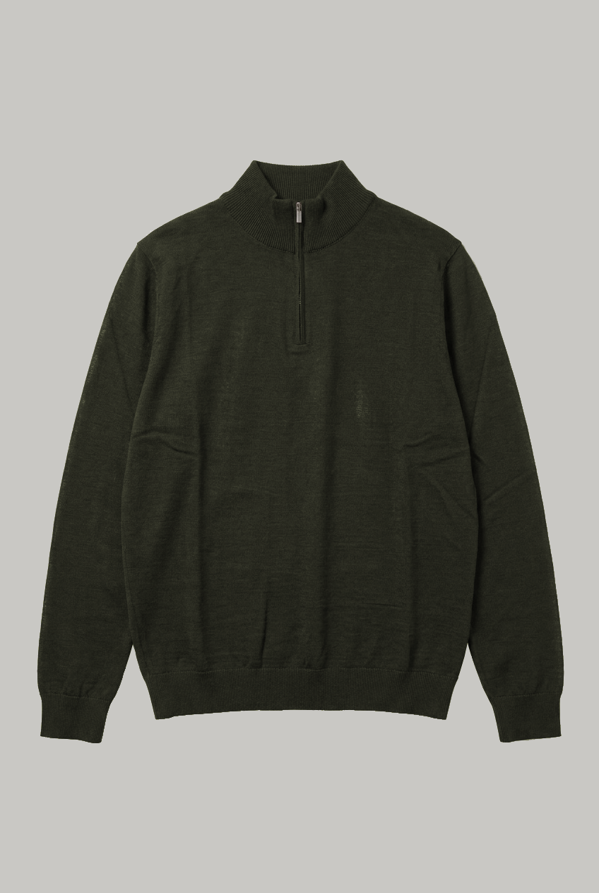 Farringdon - Quarter Zip Knitwear - Olive - Wear London