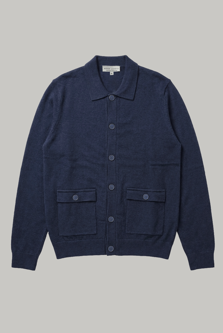 Tufnell- Cardigan Pockets Knitwear - Navy - Wear London