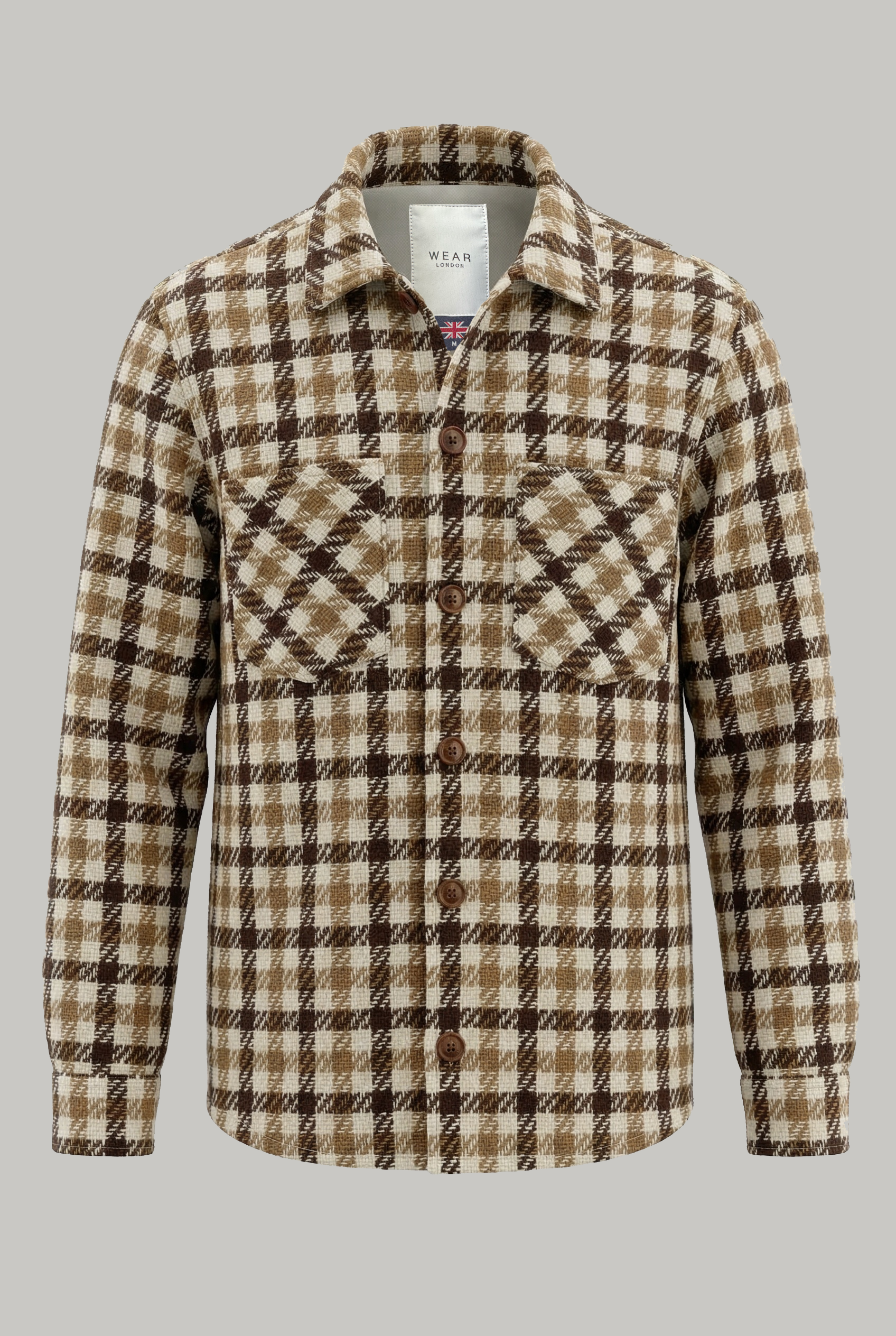 Bart Overshirt - Brown Camel Ecru - Square Check - Wear London