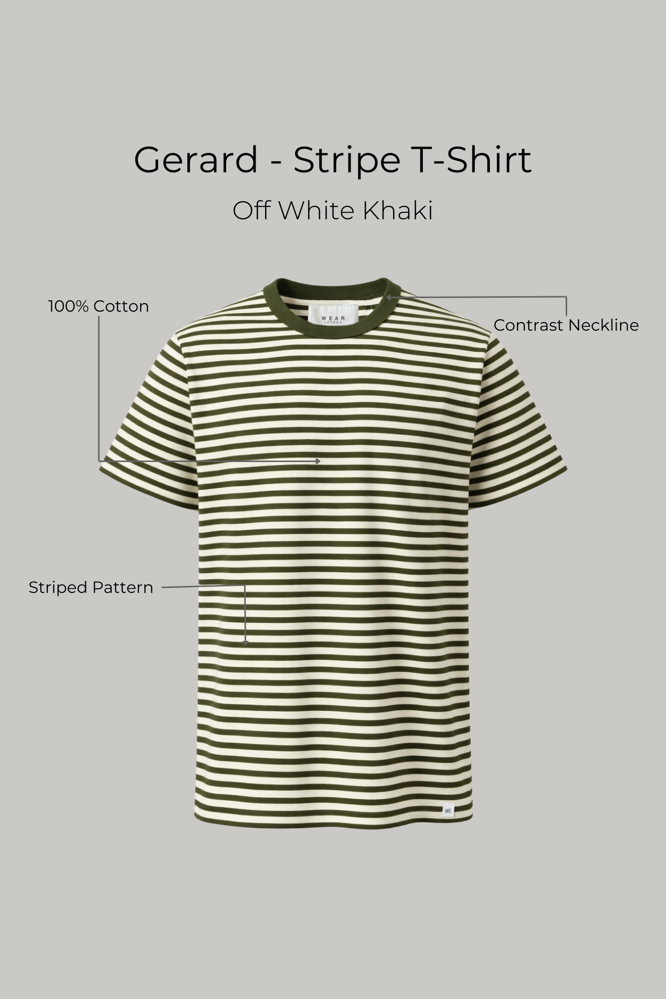 Gerard - Stripe T-Shirt - Off White Khaki - Wear London