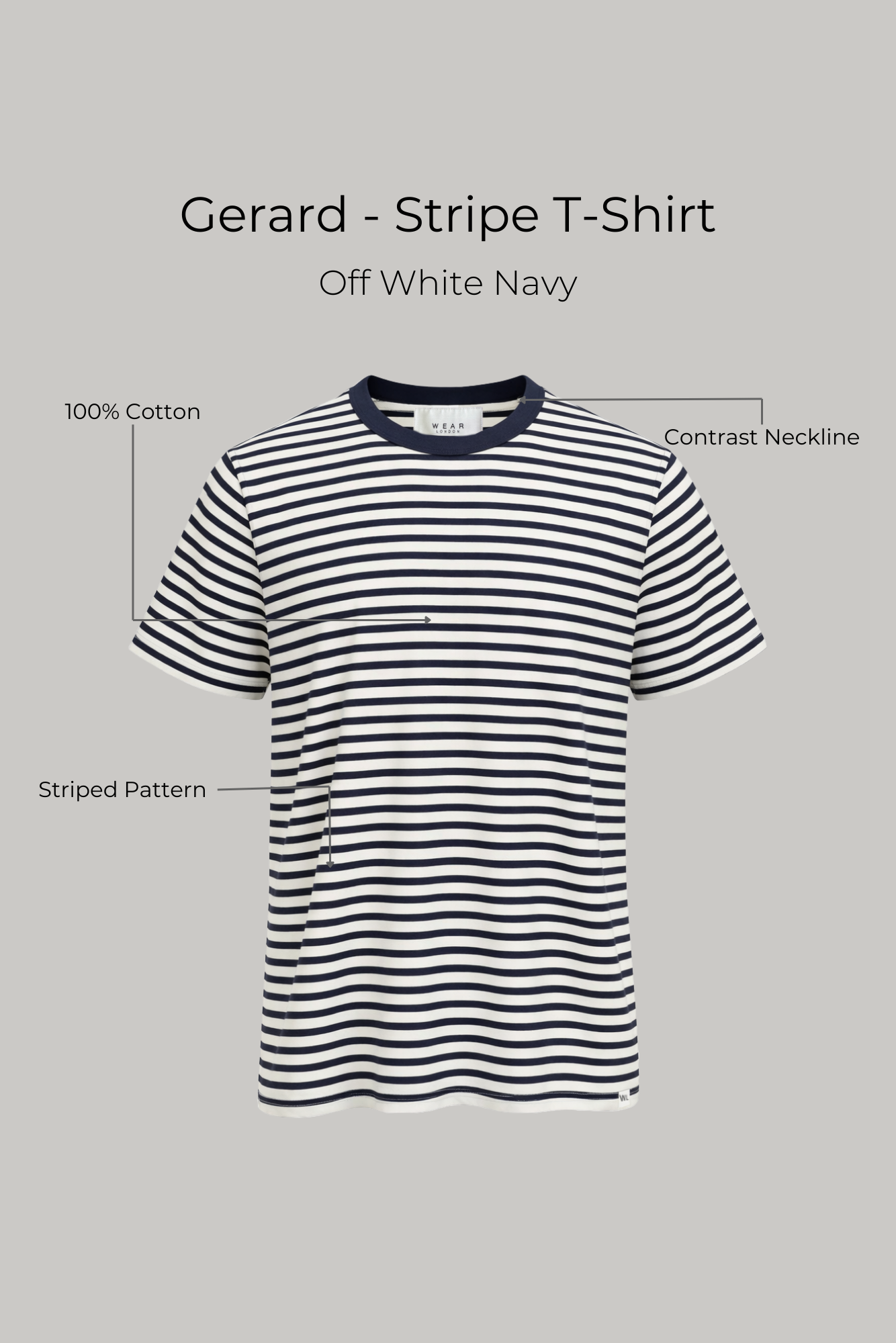 Gerard - Stripe T-Shirt - Off White Navy - Wear London