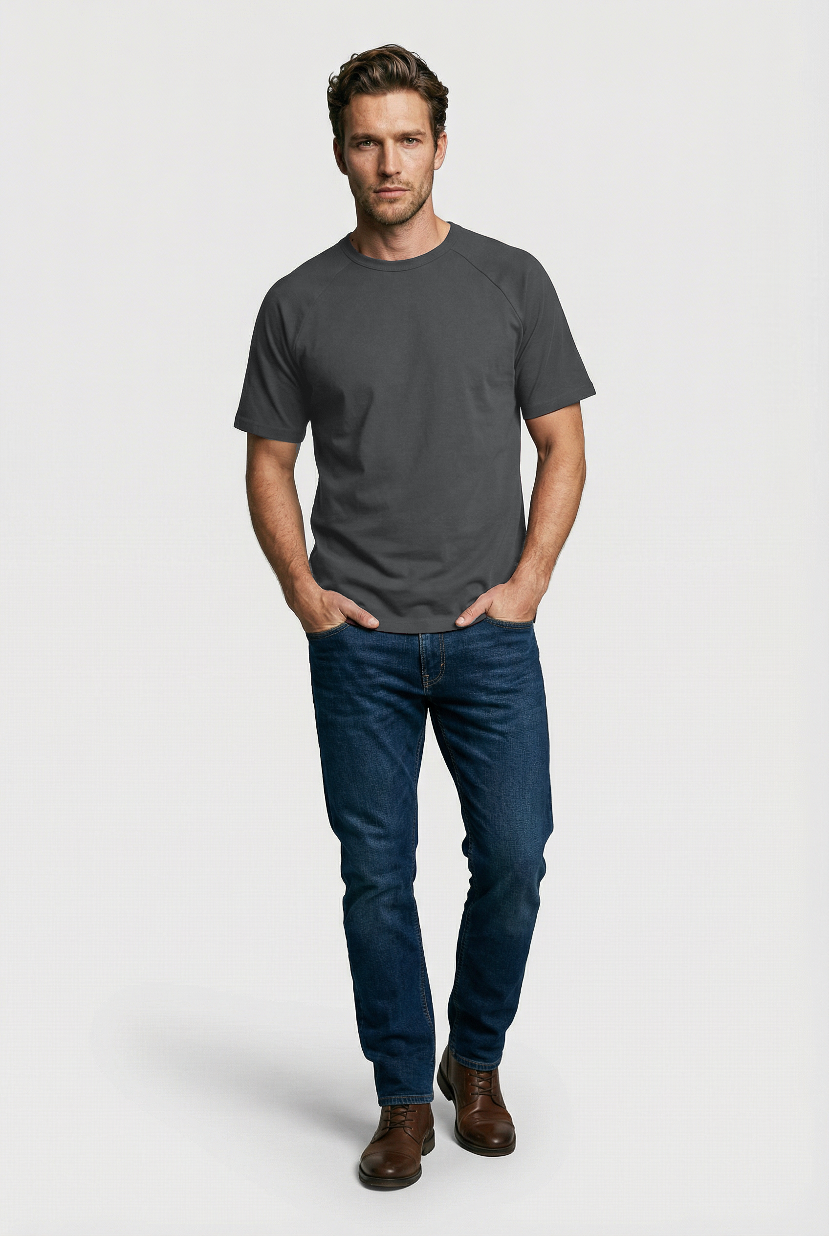 Hoxton Raglan Sleeve Fitted T-shirt - Grey - Wear London