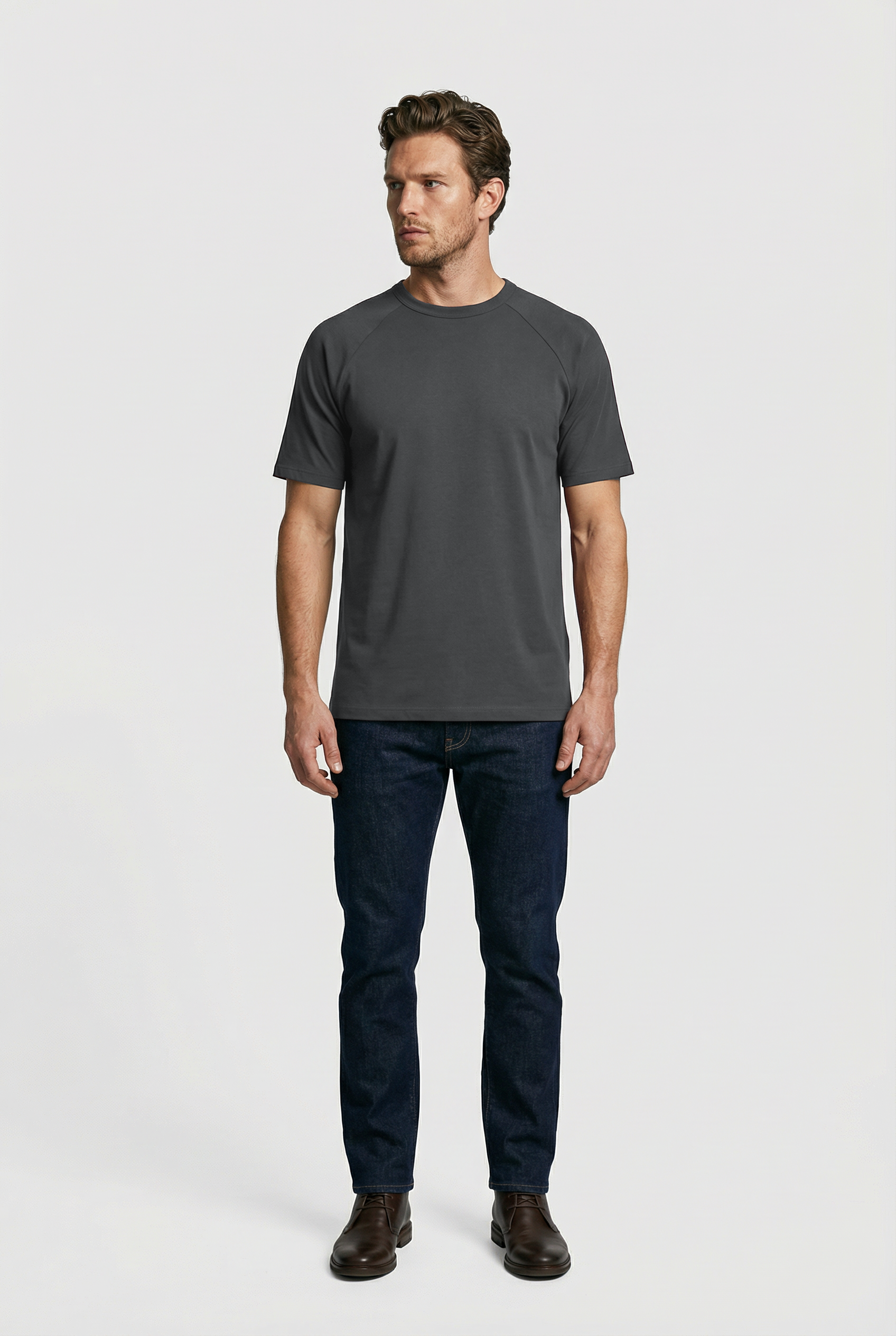 Hoxton Raglan Sleeve Fitted T-shirt - Grey - Wear London