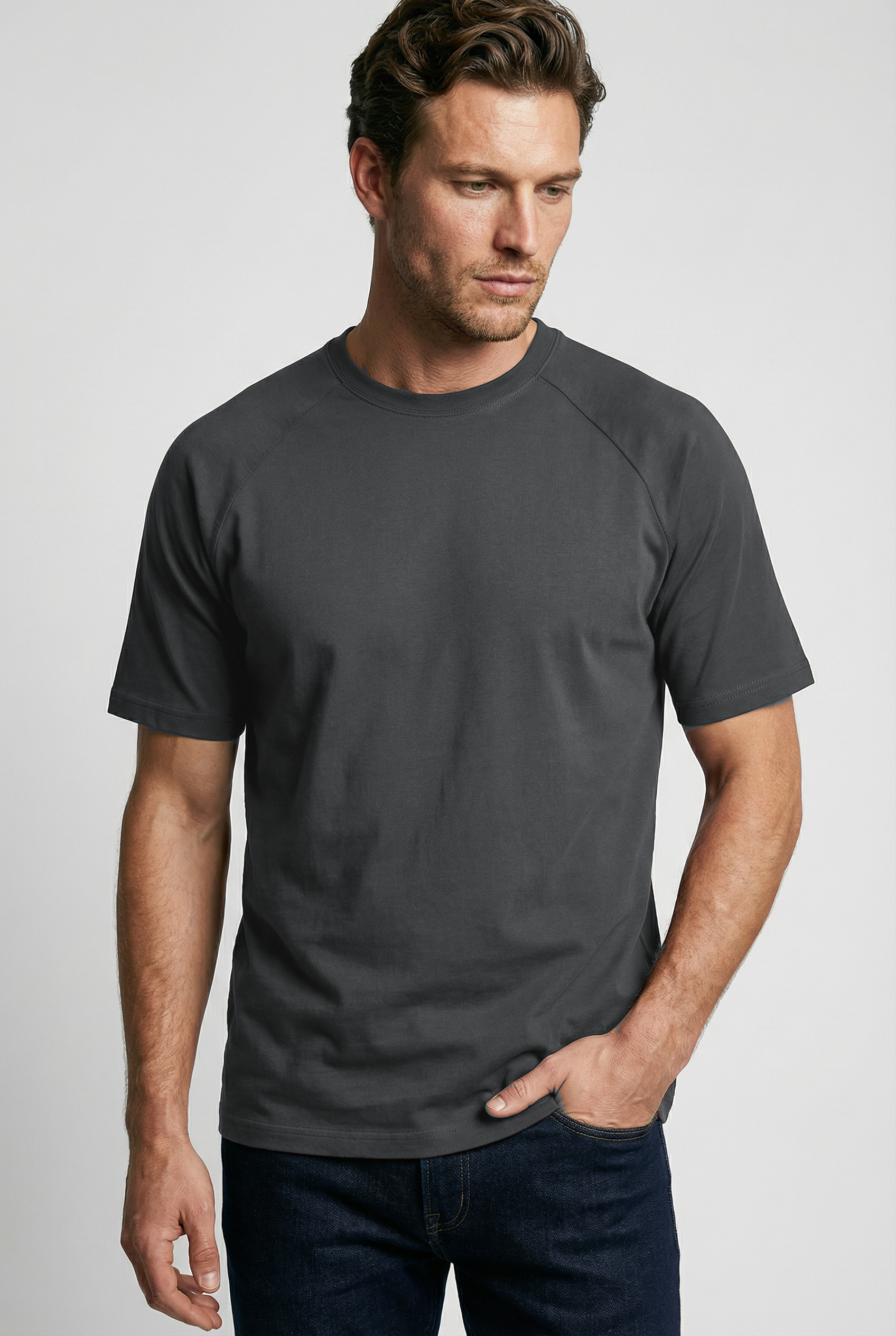 Hoxton Raglan Sleeve Fitted T-shirt - Grey - Wear London