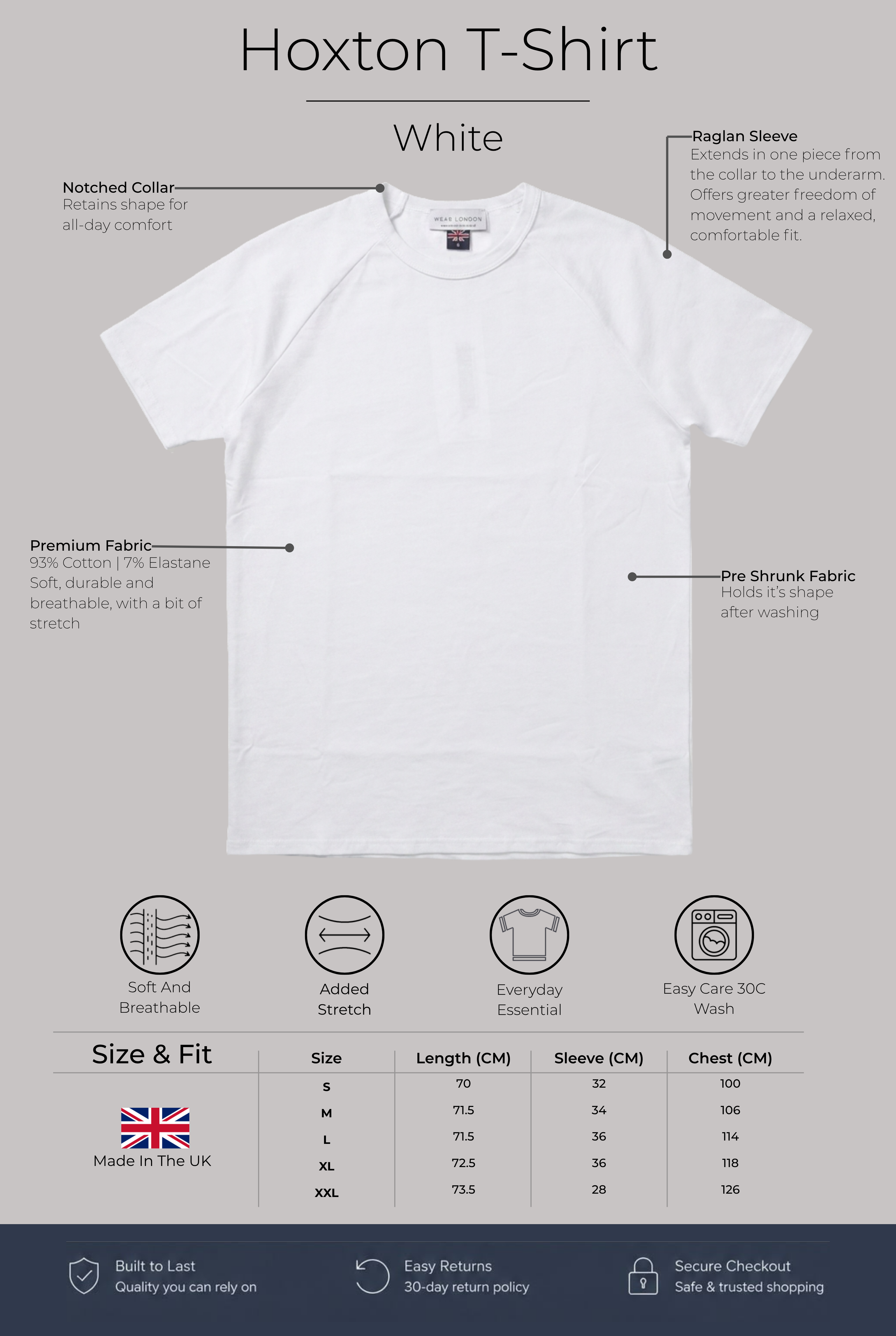Hoxton Raglan Sleeve Fitted T-shirt - White - Wear London