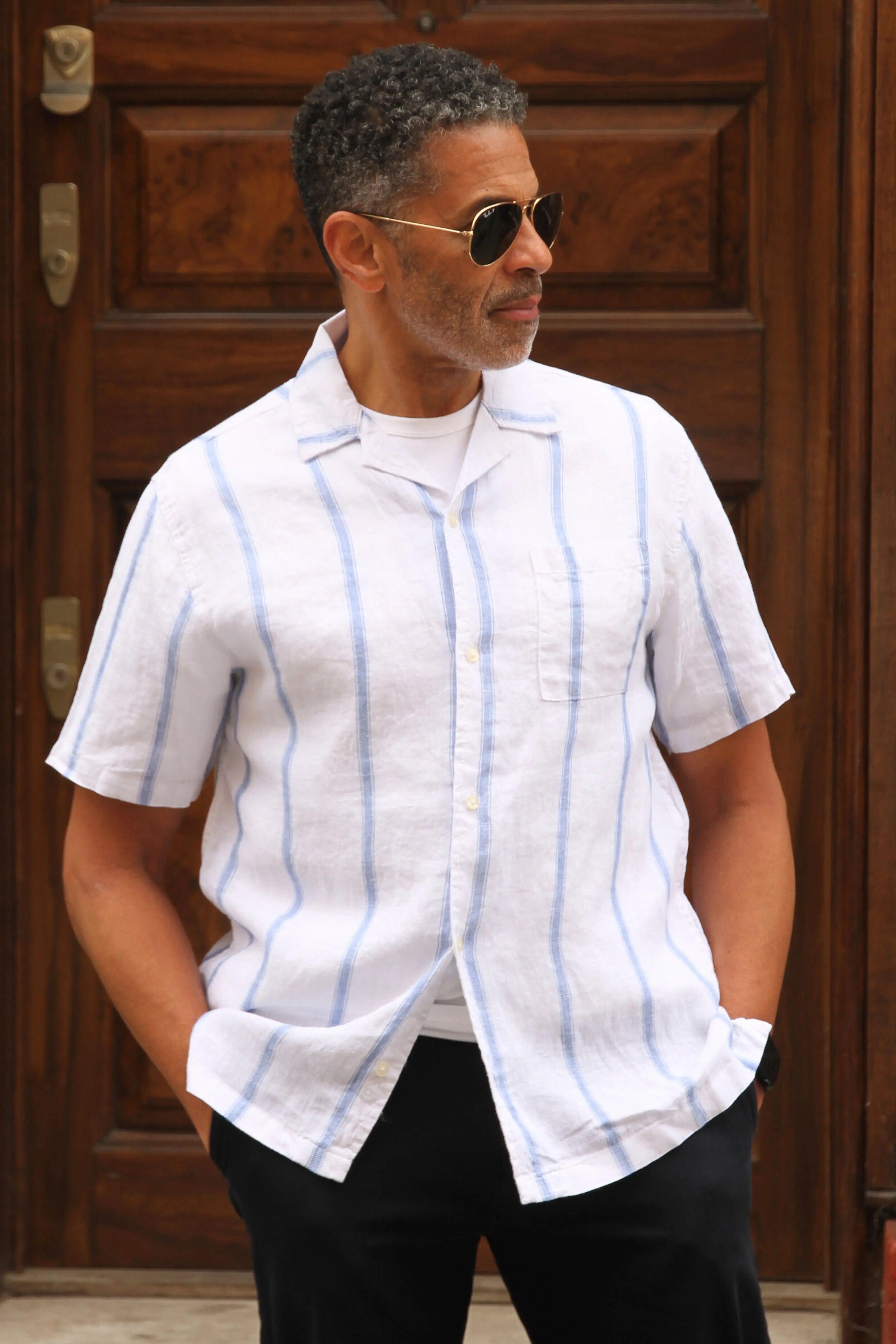 J Ashton Shirt White Mid Blue - Wear London