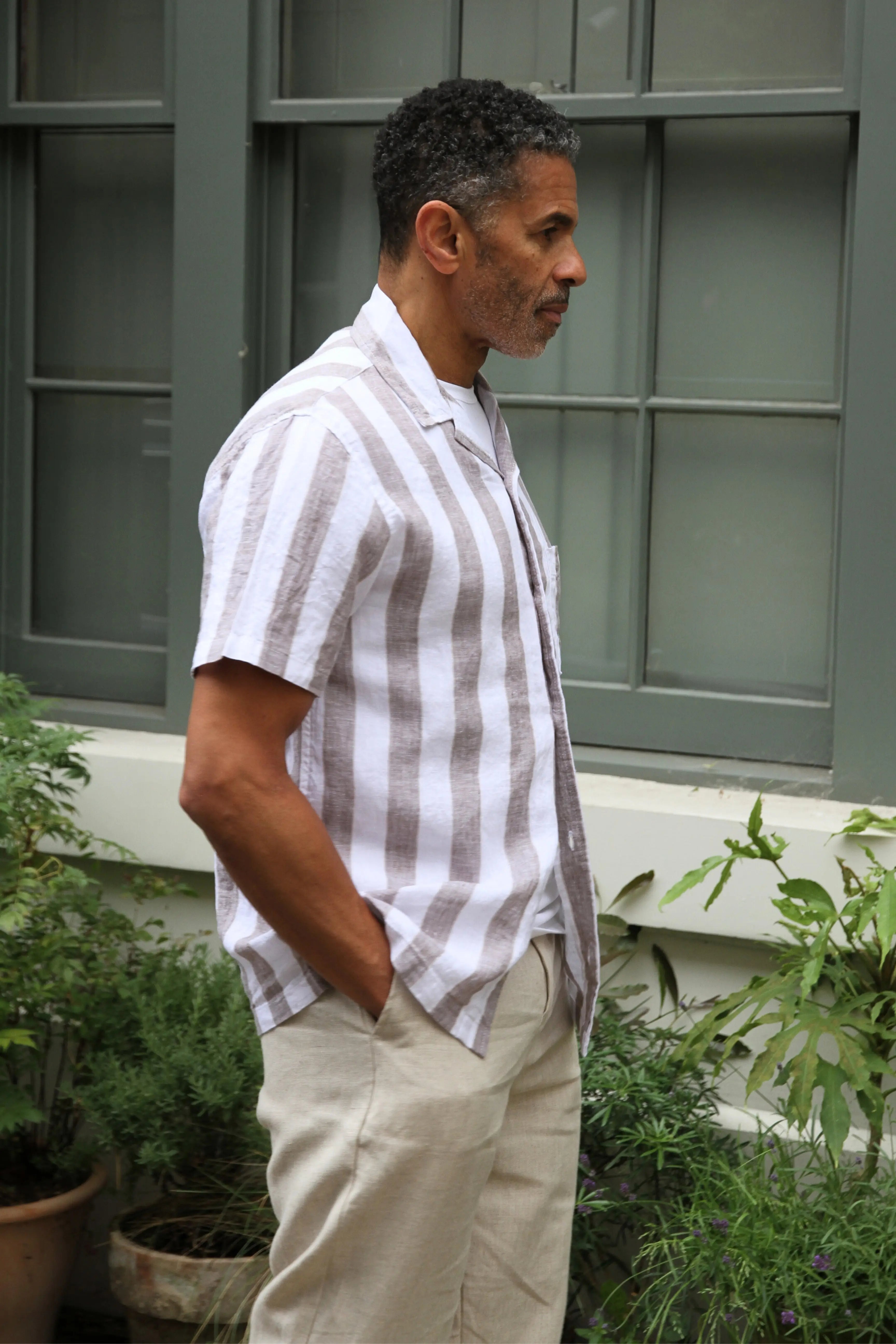 J Lane Shirt White Taupe - Wear London
