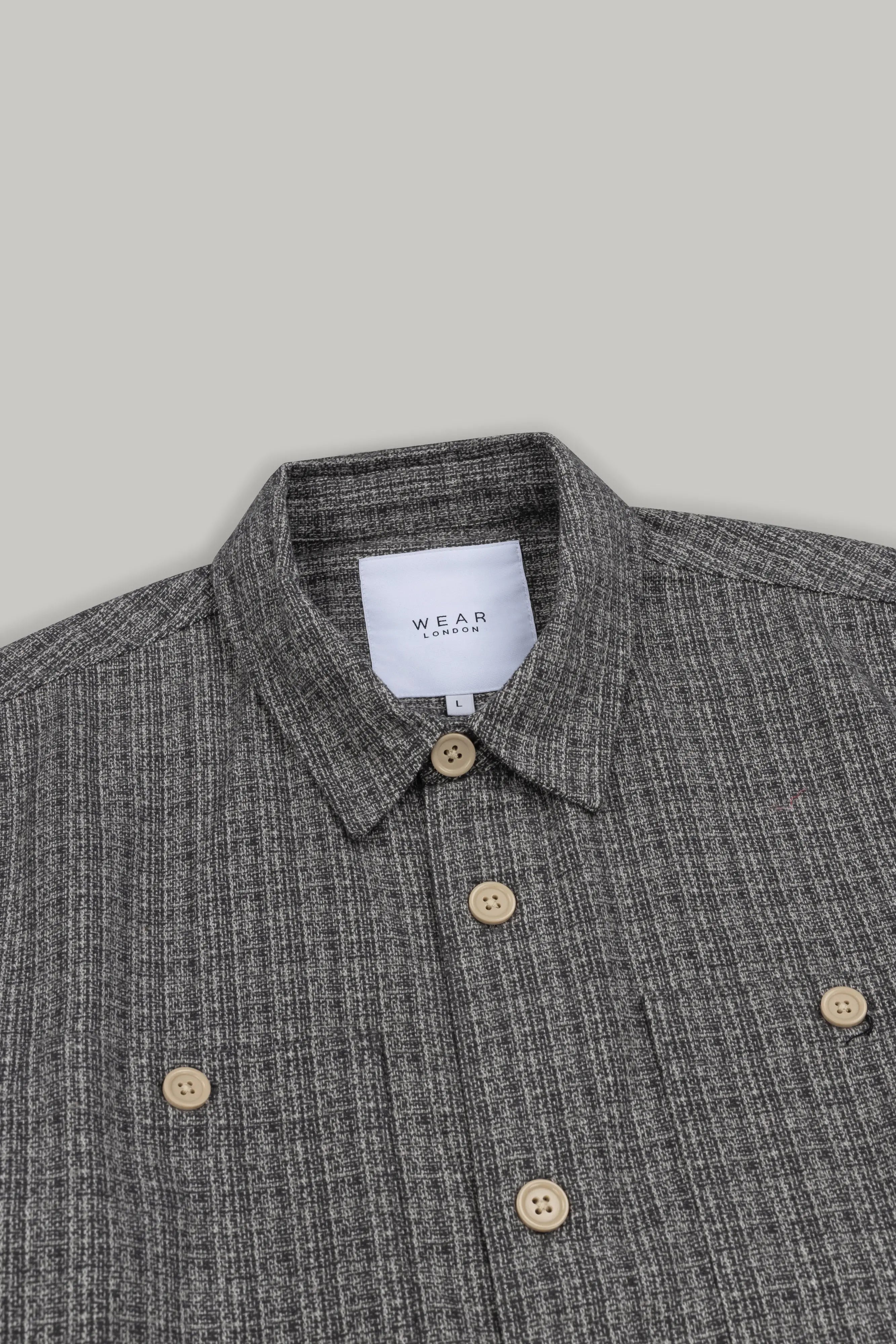 J Neo Cotton Overshirt - Grey & White - Wear London