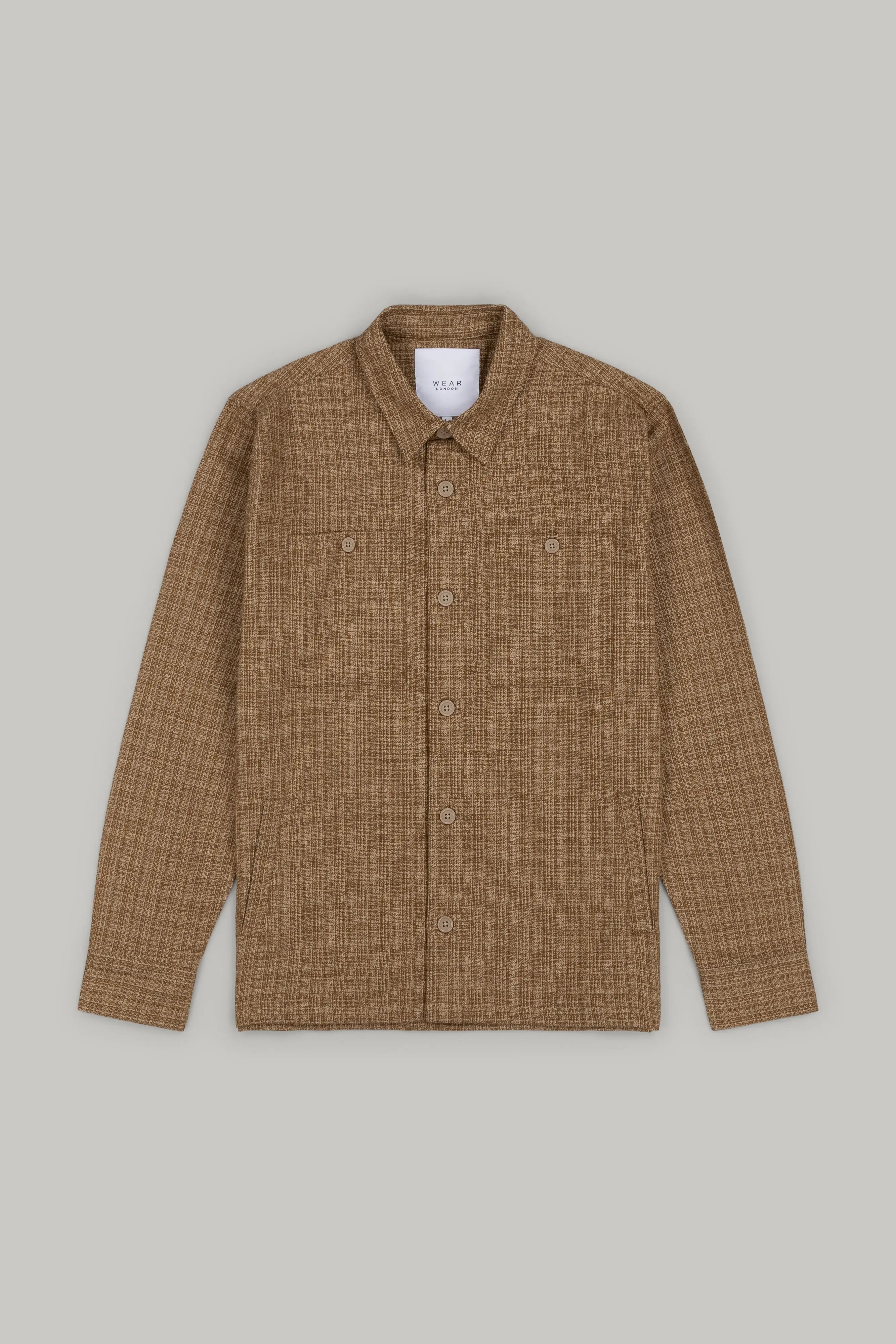 J Neo Cotton Overshirt Stone & Grey - Wear London