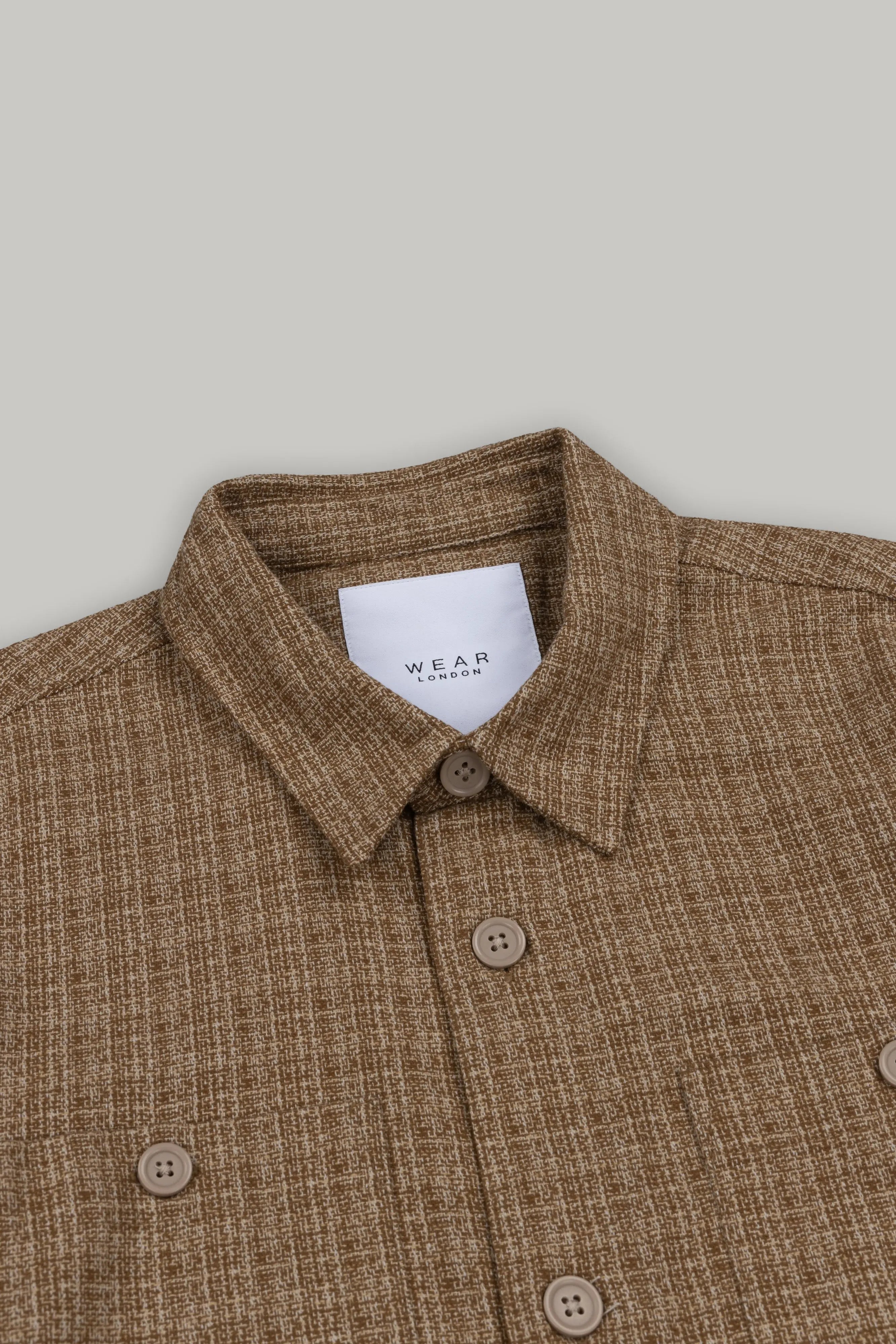 J Neo Cotton Overshirt Stone & Grey - Wear London