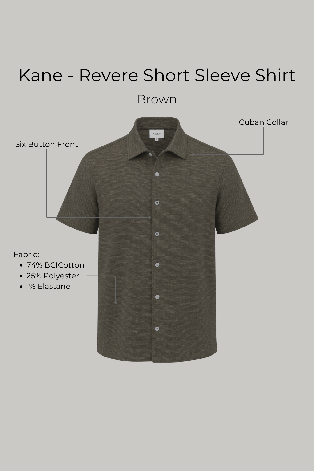 Kane - Revere Short Sleeve Shirt - Brown - Wear London