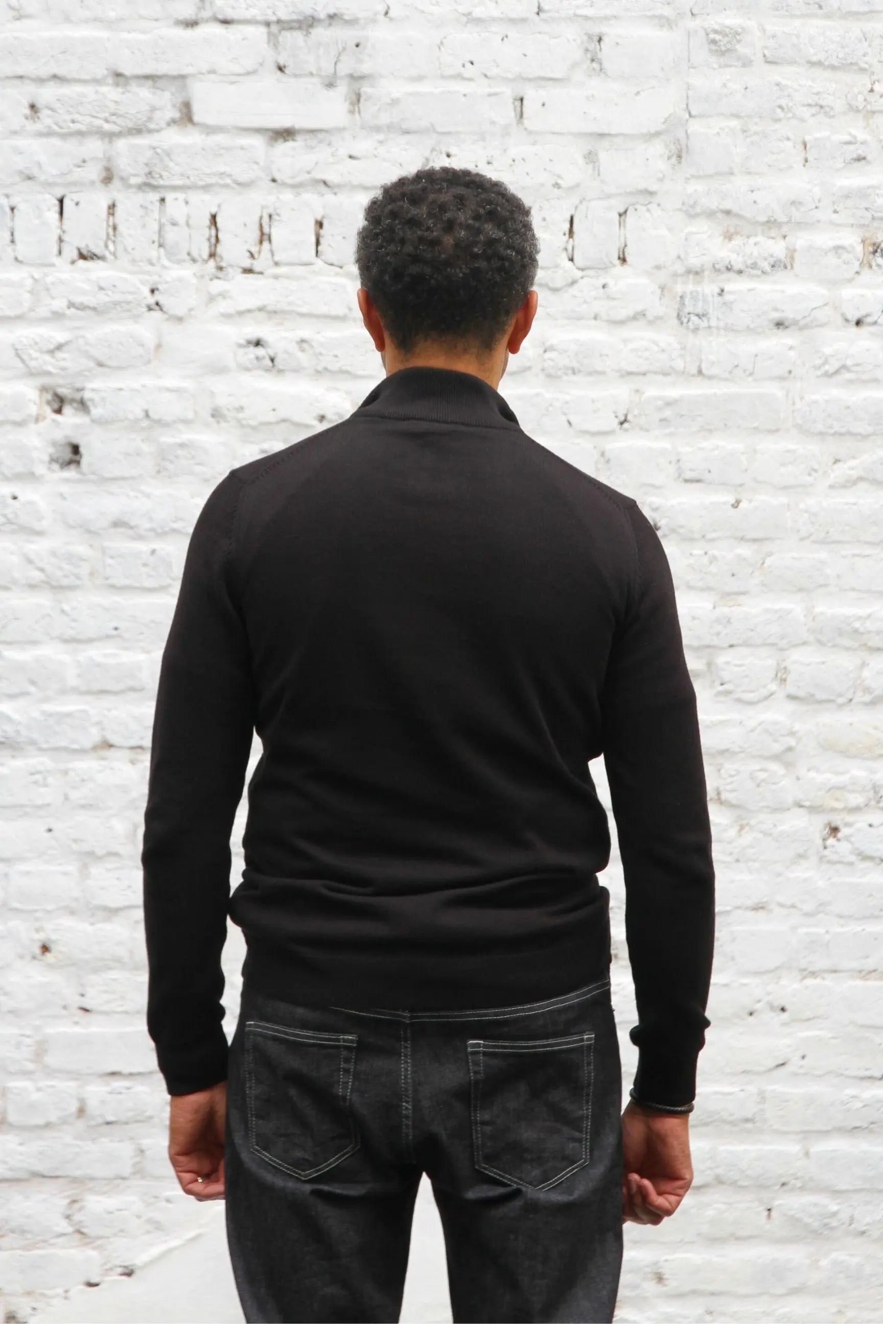 Kingley Knitted Quarter Zip Turtle Neck - Black - Wear London