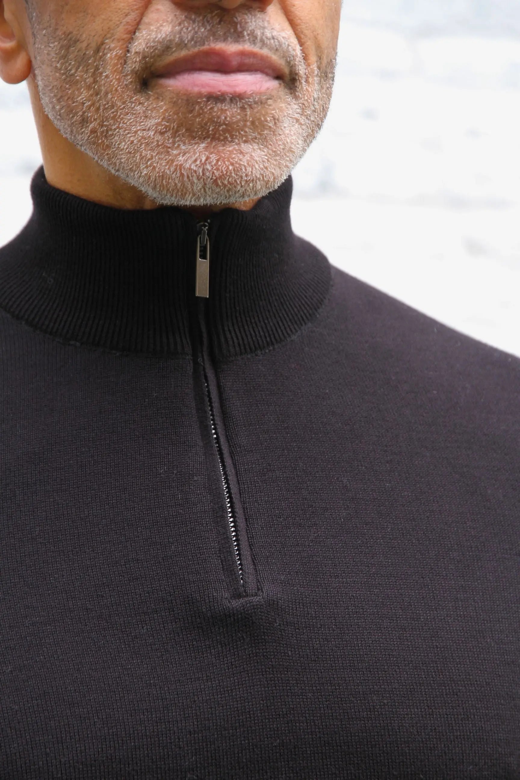 Kingley Knitted Quarter Zip Turtle Neck - Black - Wear London