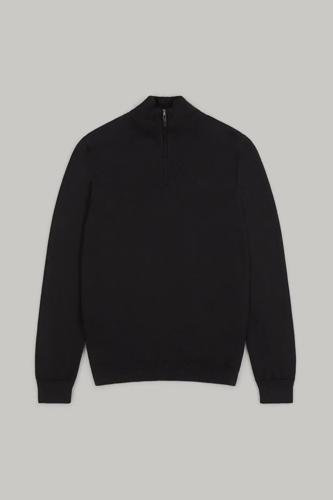 Kingley Knitted Quarter Zip Turtle Neck - Black - Wear London