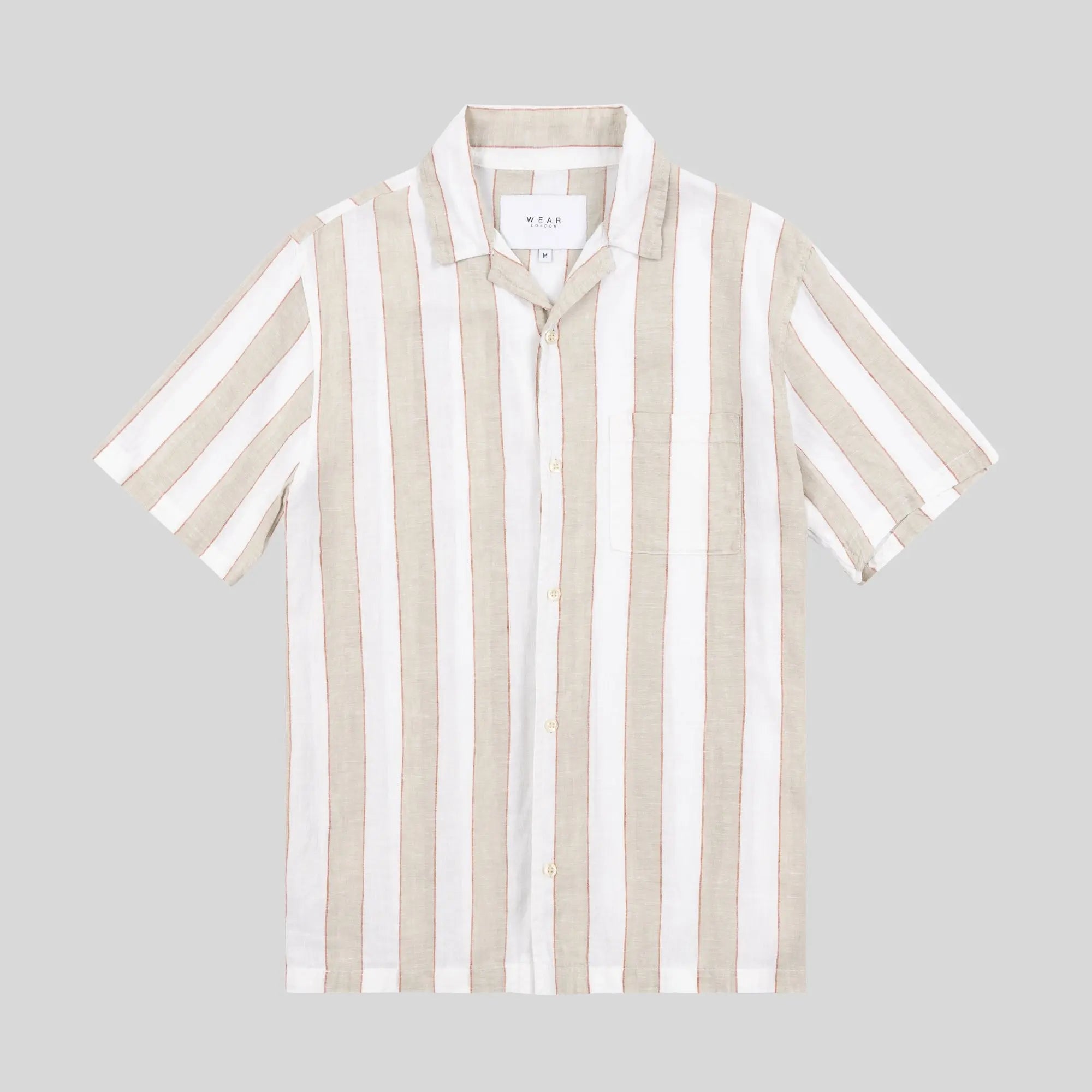 Lane - Linen Short Sleeve Shirt - Ecru Khaki - Wear London