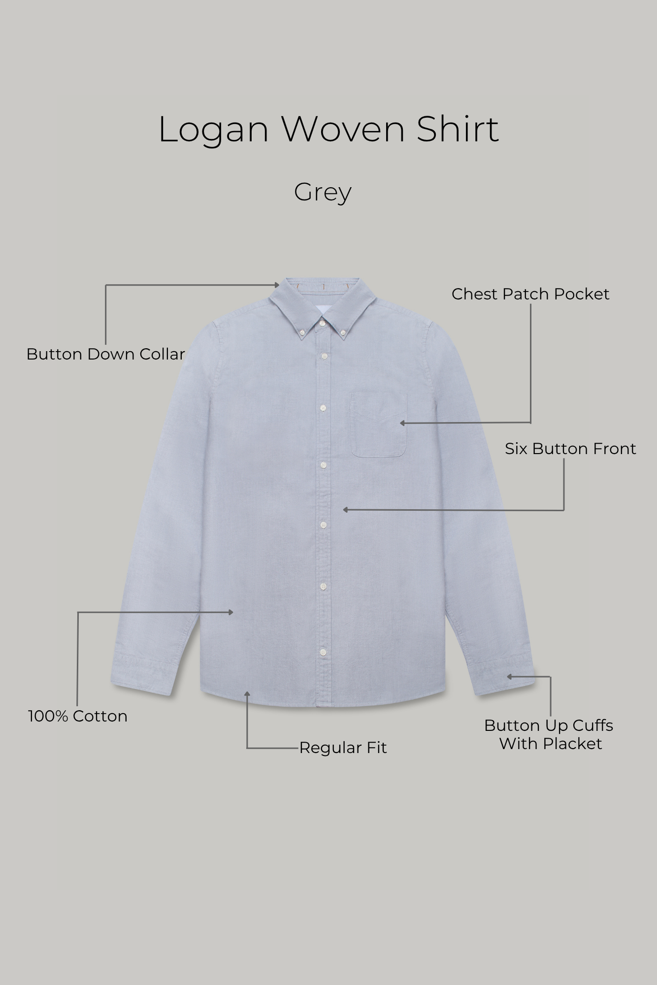 Logan Woven Shirt - Grey - Wear London