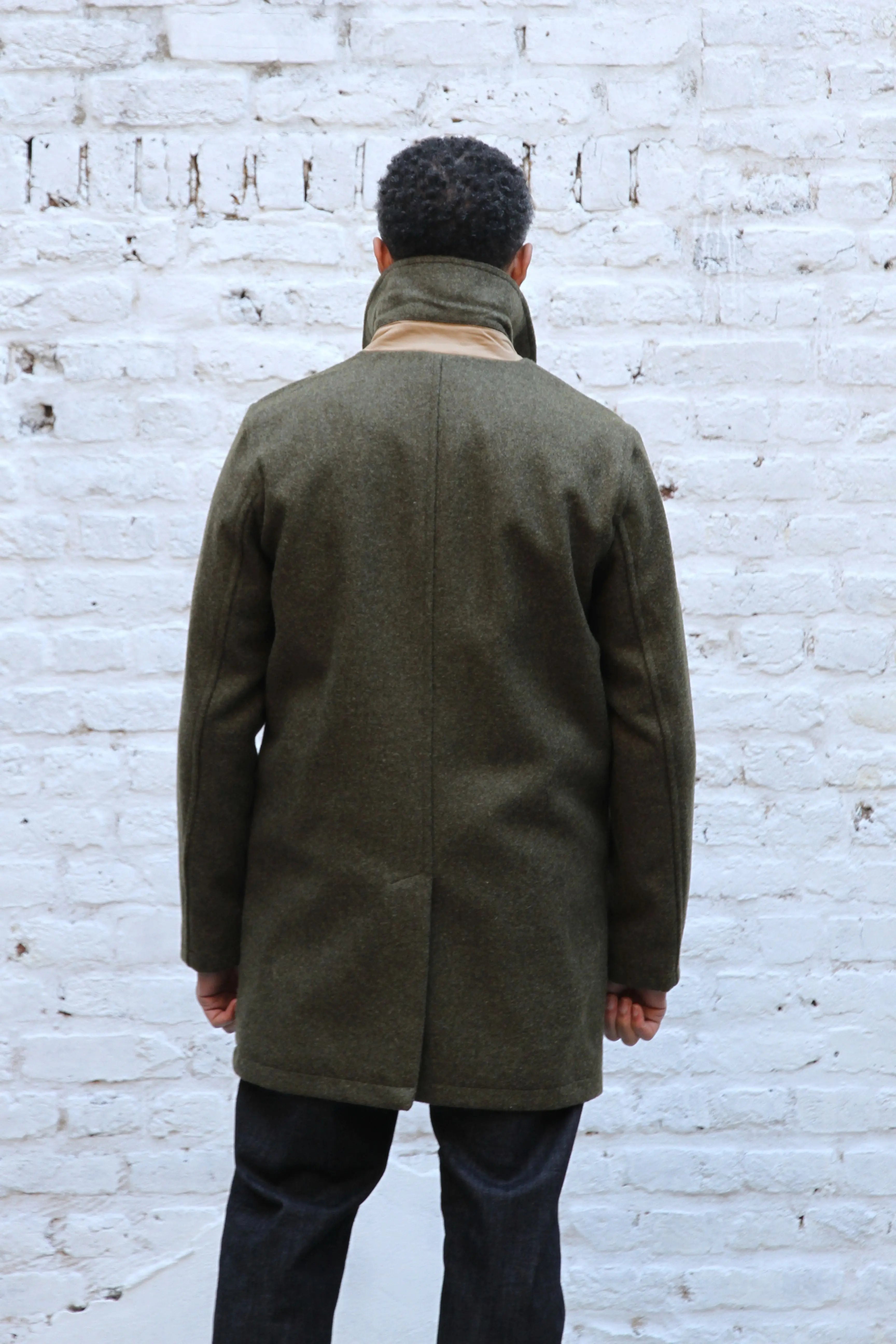 London Tab Lined Coat - Olive Felted - Wear London