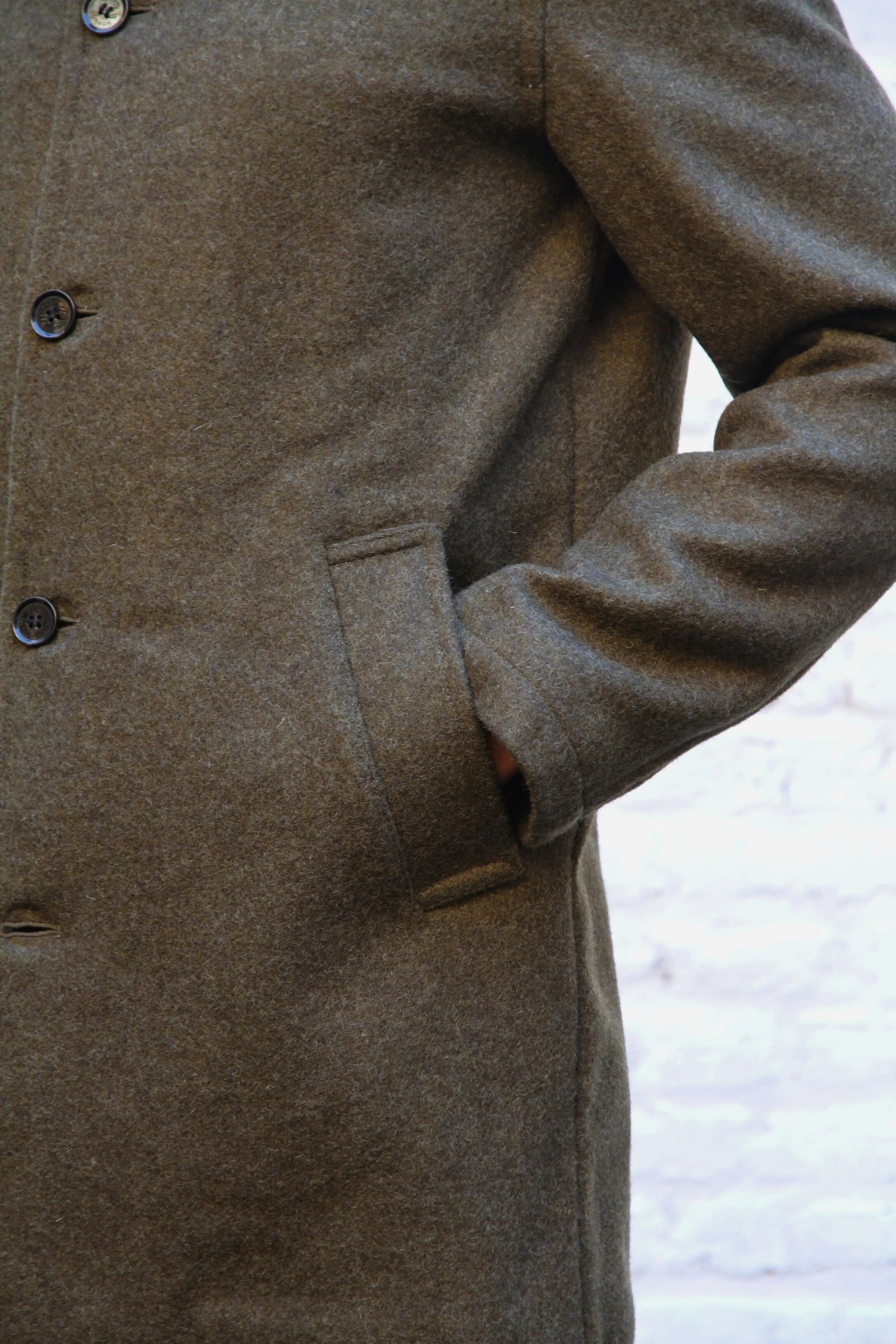 London Tab Lined Coat - Olive Felted - Wear London