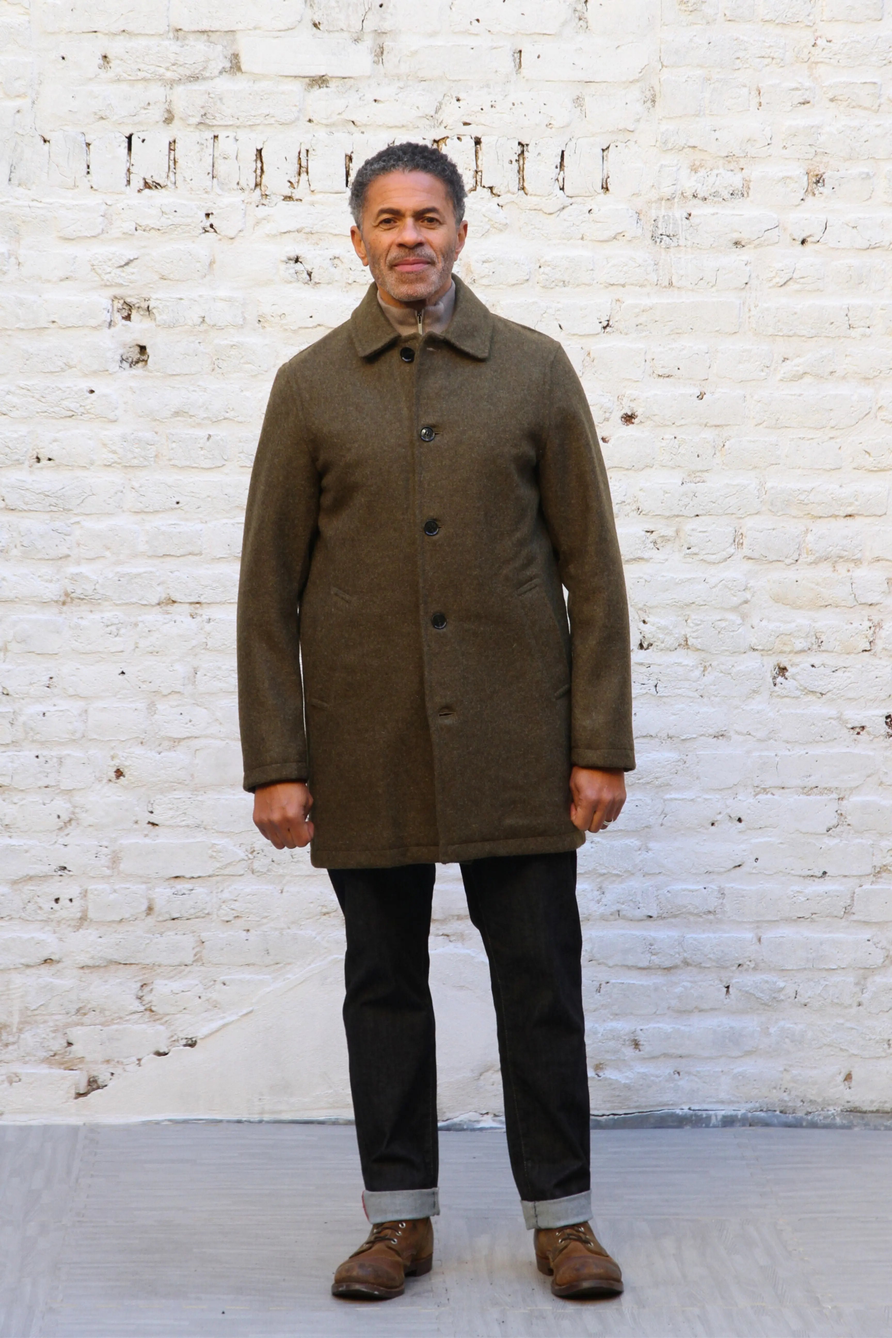 London Tab Lined Coat - Olive Felted - Wear London