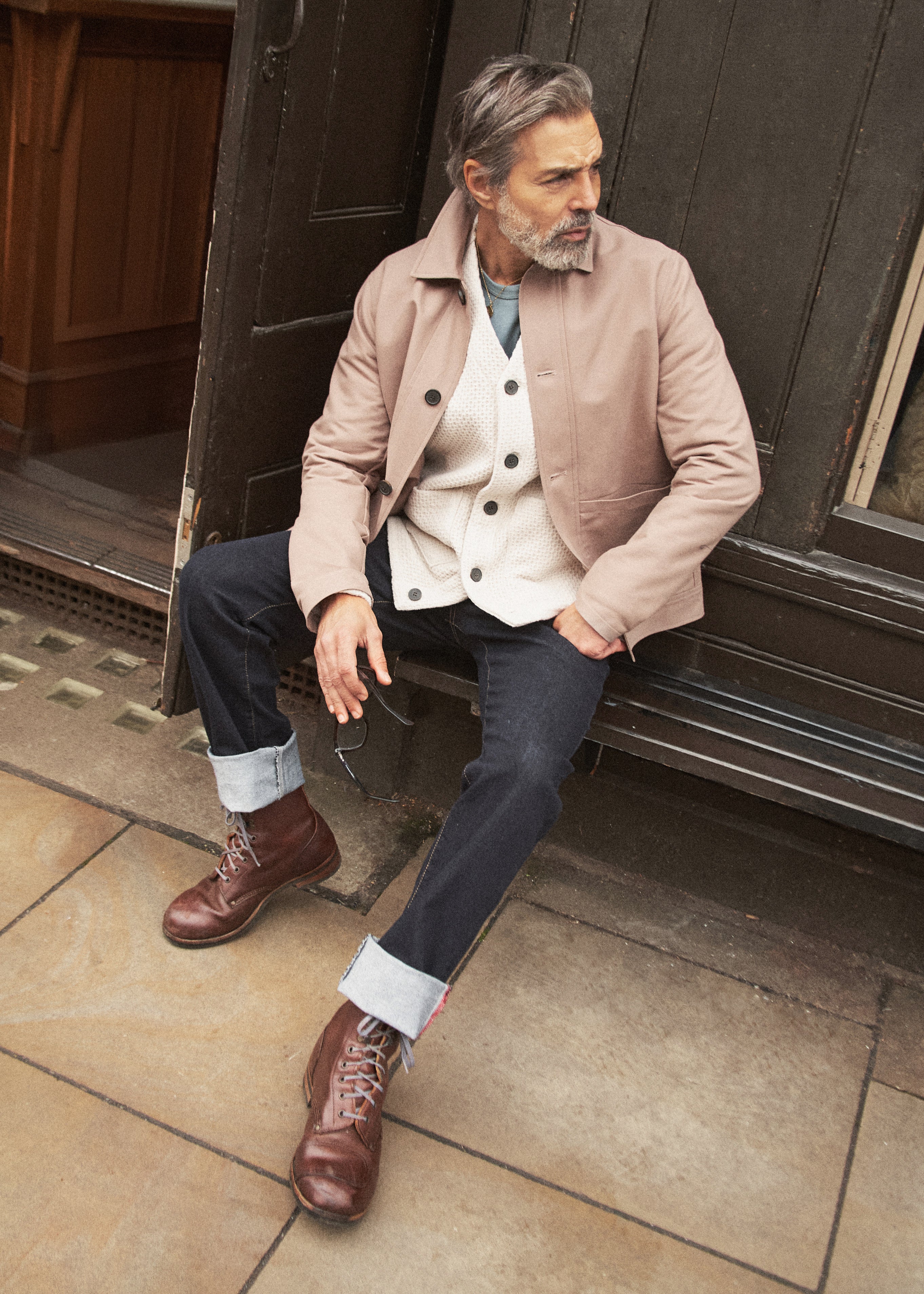 Fleming V-Neck Shacket - Ecru Textured - Wear London