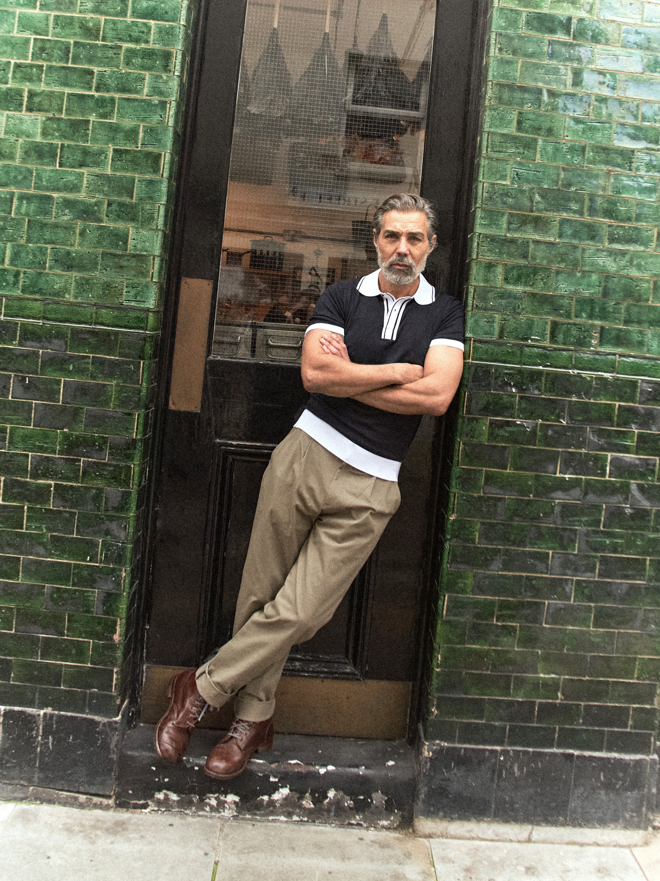 Camden - Plain Polo Knitwear -  Navy Ecru - Wear London
