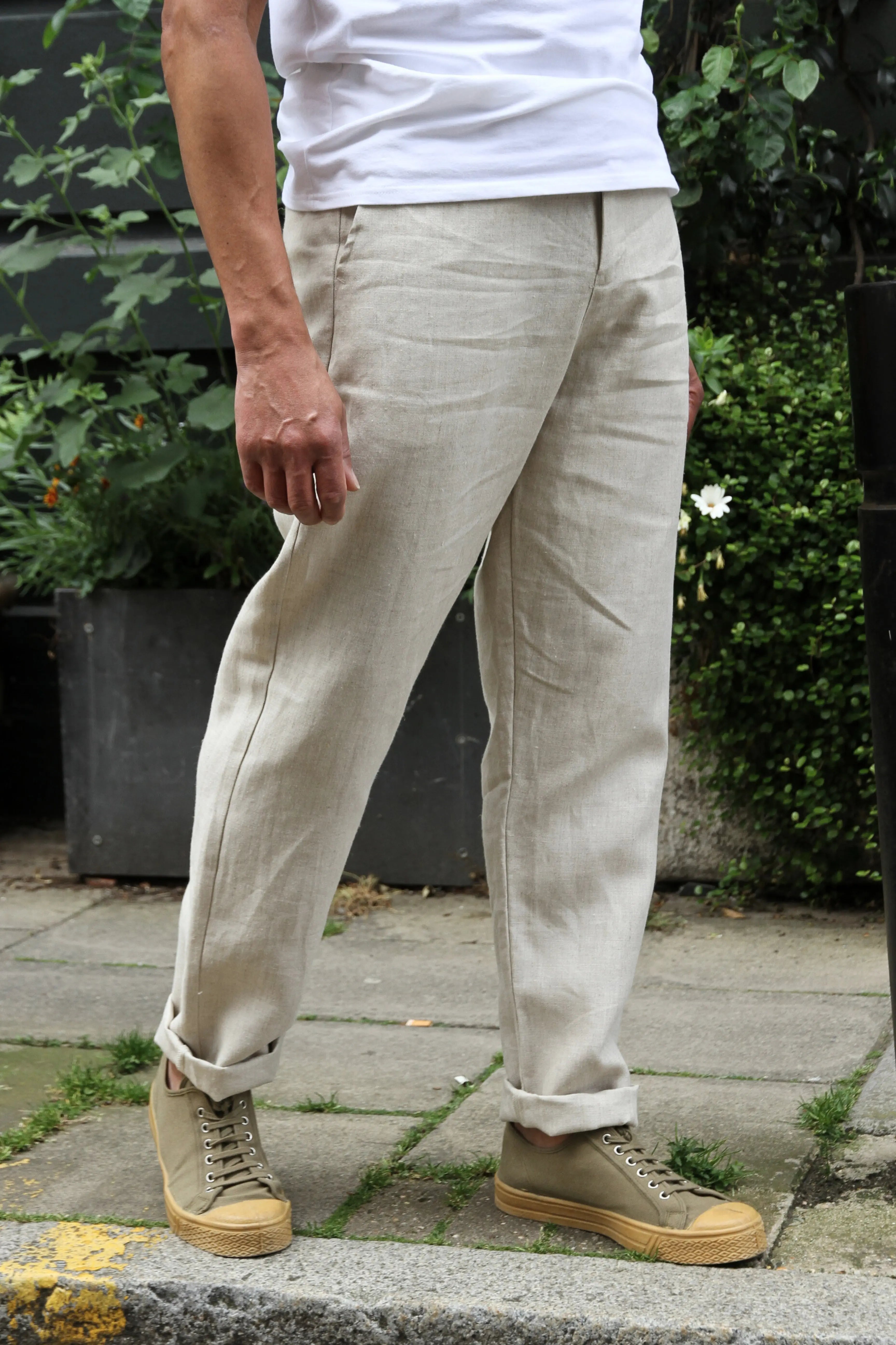 Neal Linen Trouser - Natural - Wear London