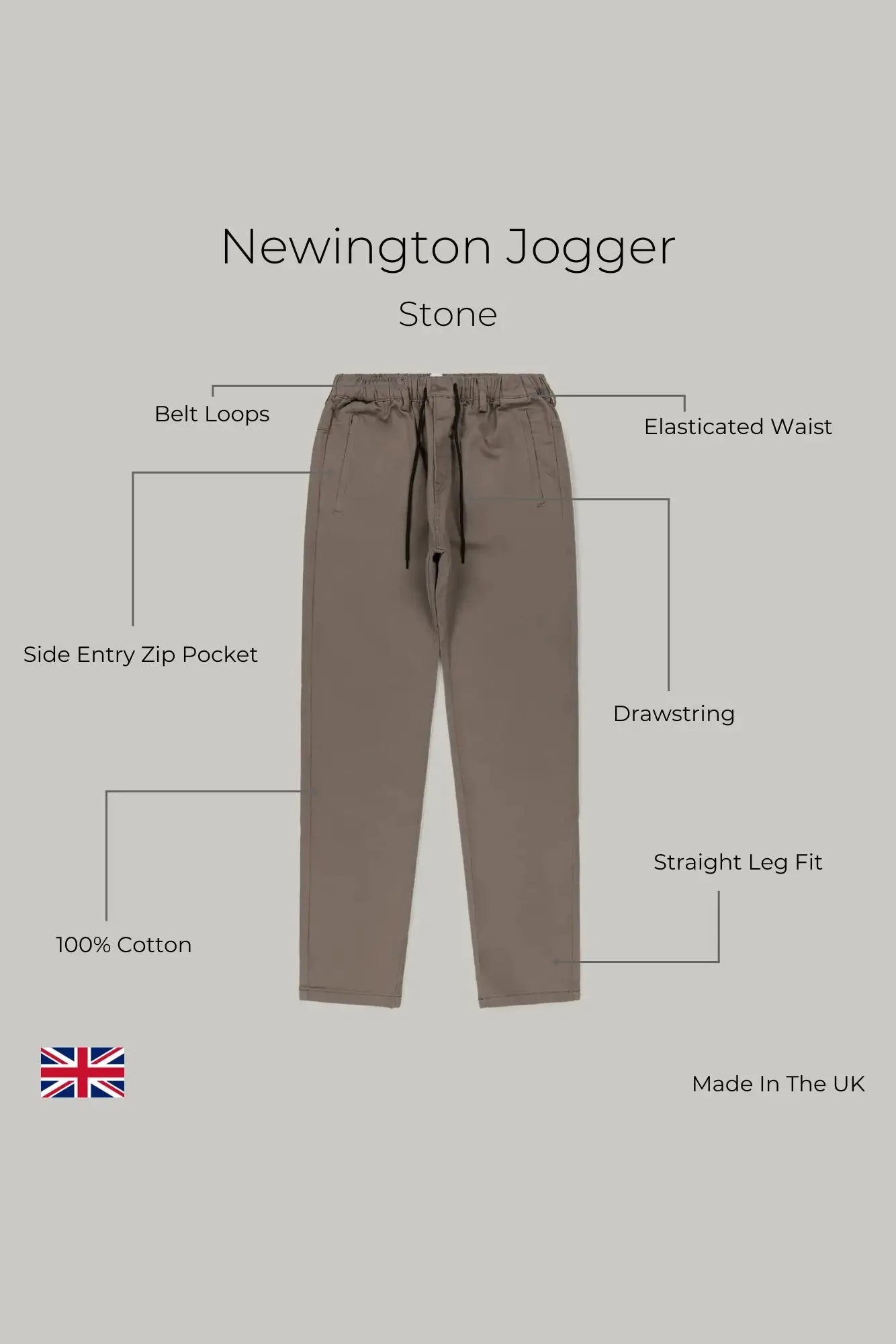 Newington Zip Joggers - Stone - Wear London