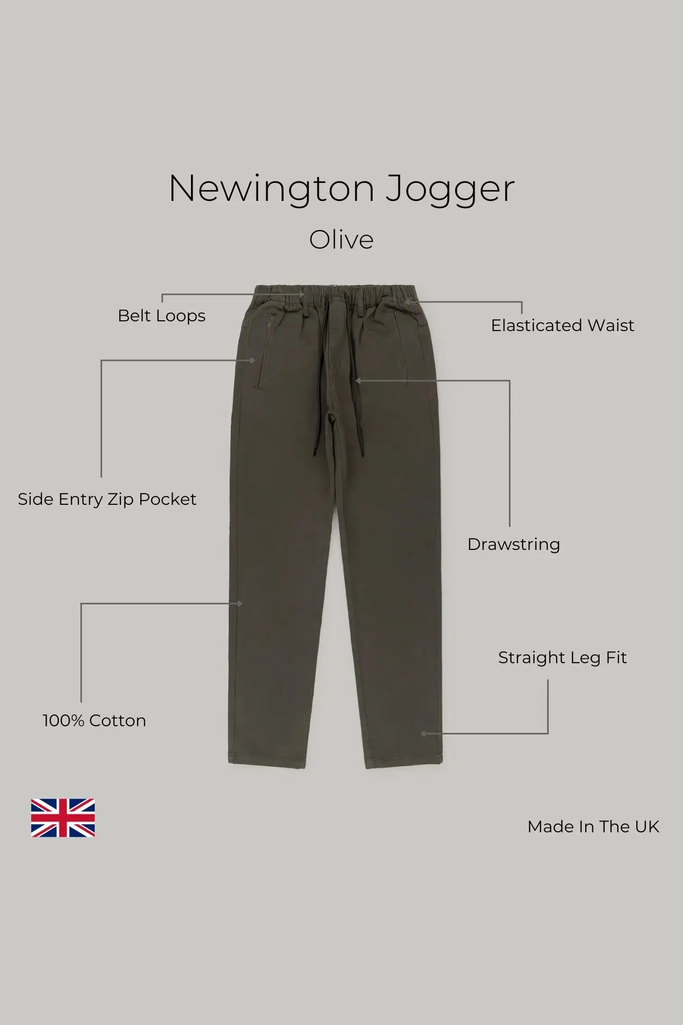 Newington Zip joggers - Olive - Wear London