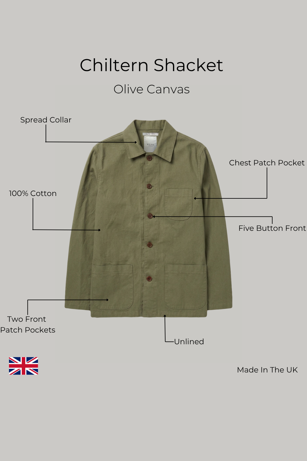 Chiltern Shacket - Olive Canvas - Wear London