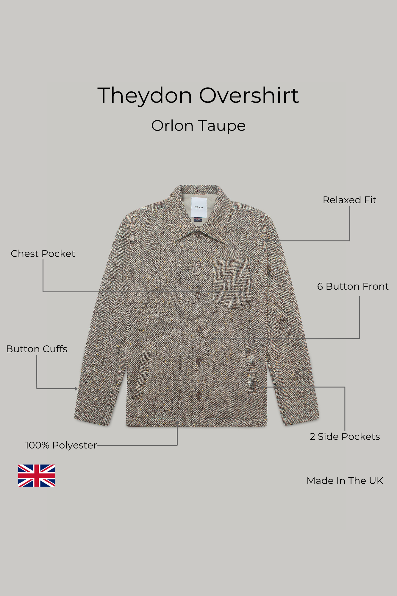Theydon Overshirt - Orlon Taupe - Wear London