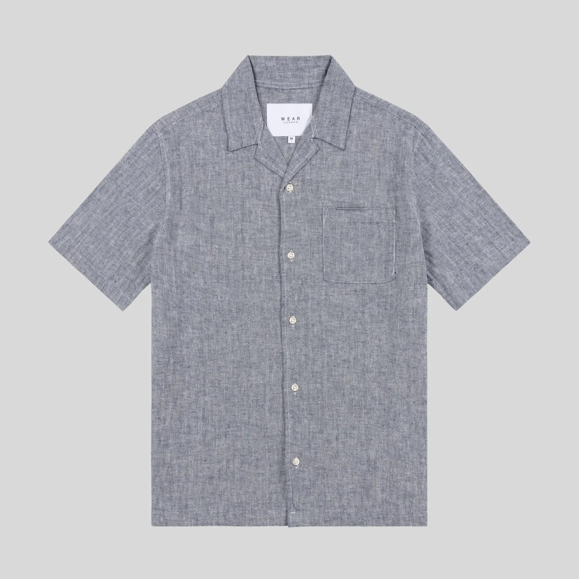Parker - Linen Short Sleeve Shirt - Navy - Wear London