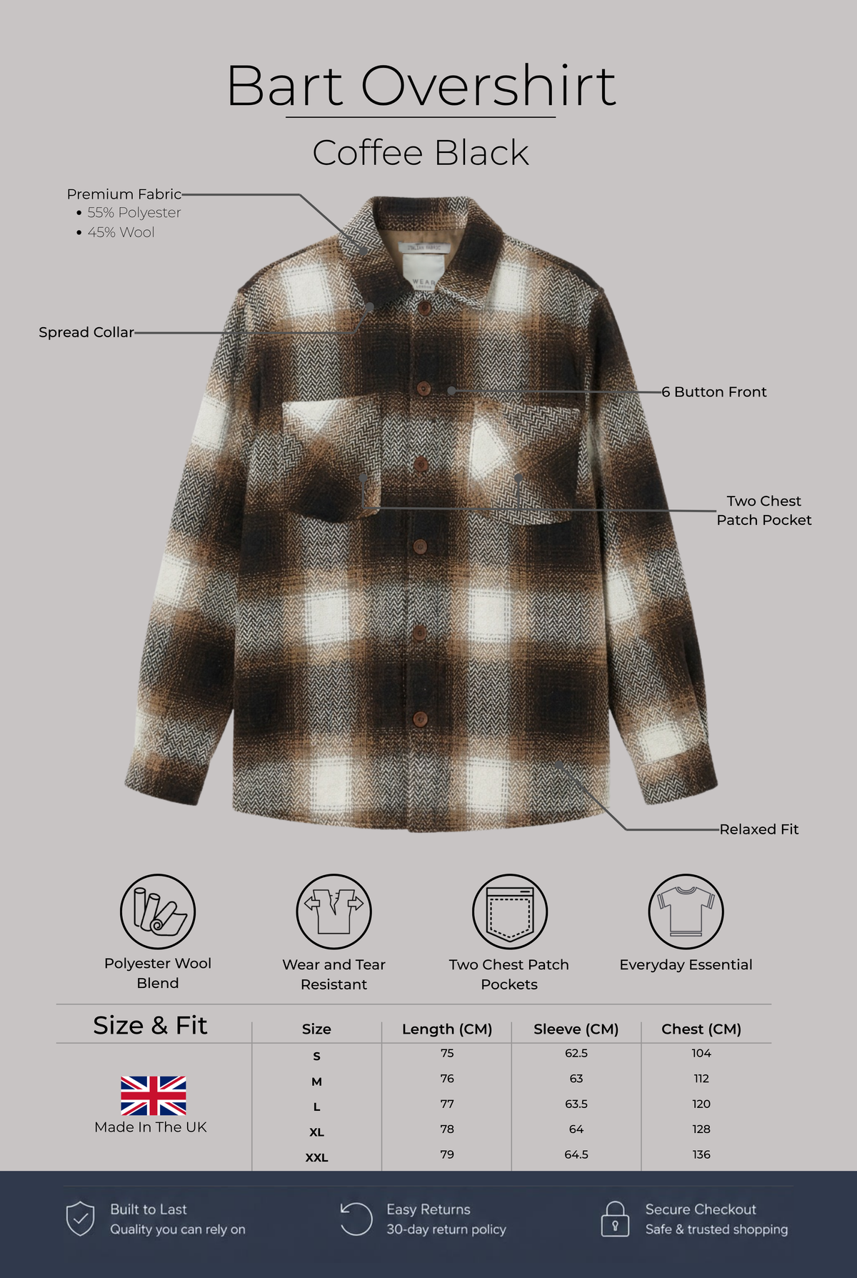 Bart Overshirt - Coffee Black - Wear London