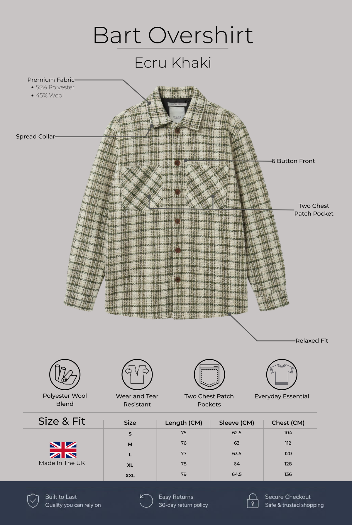 Bart Overshirt - Ecru Khaki - Wear London