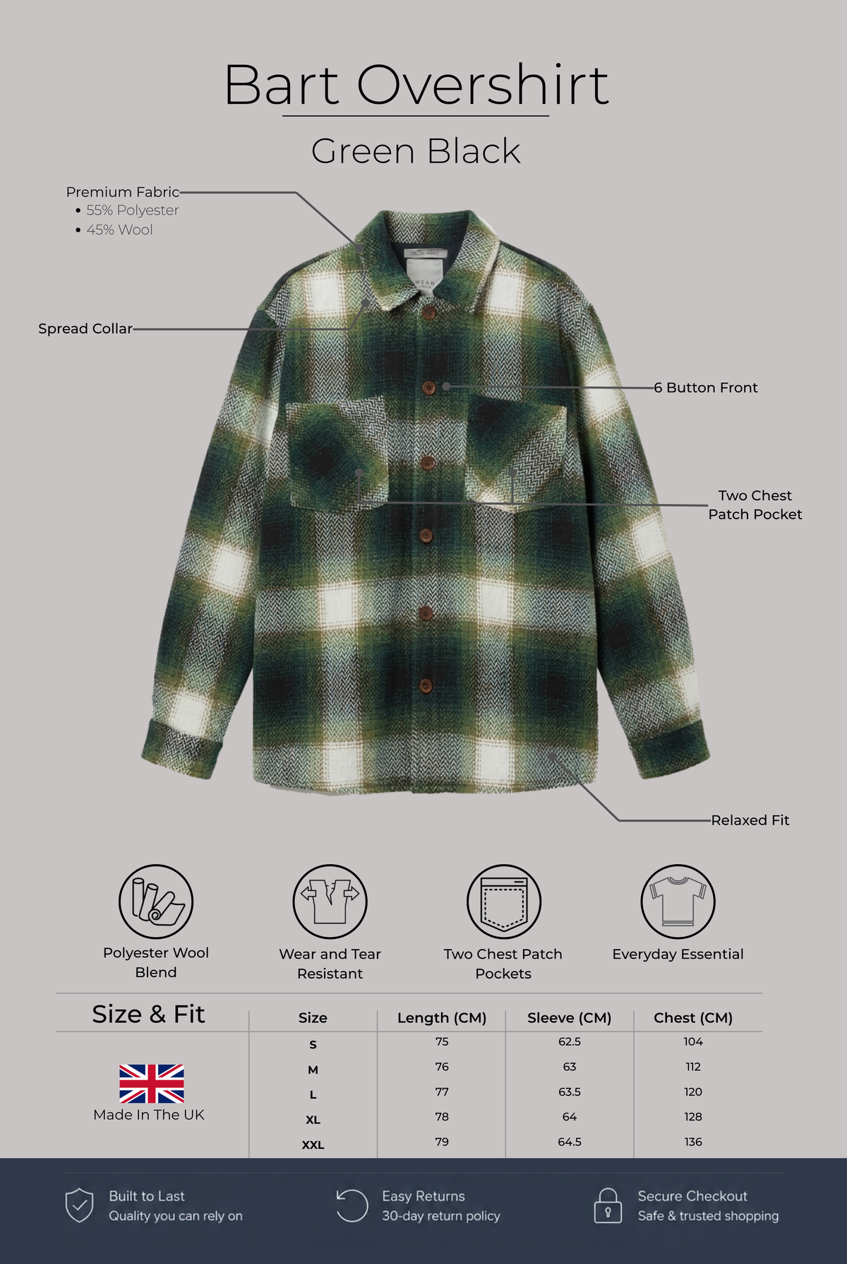 Bart Overshirt - Green Black - Wear London