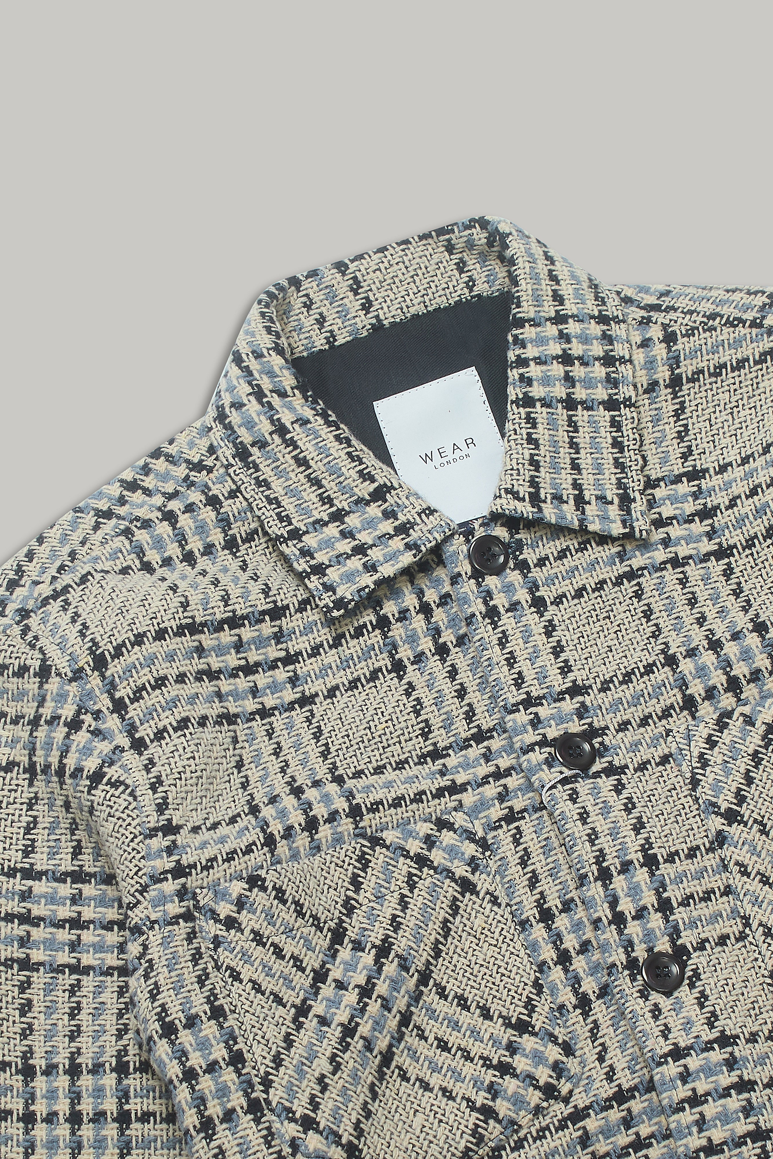 Bart Overshirt - Sky Ecru Black Check - Wear London
