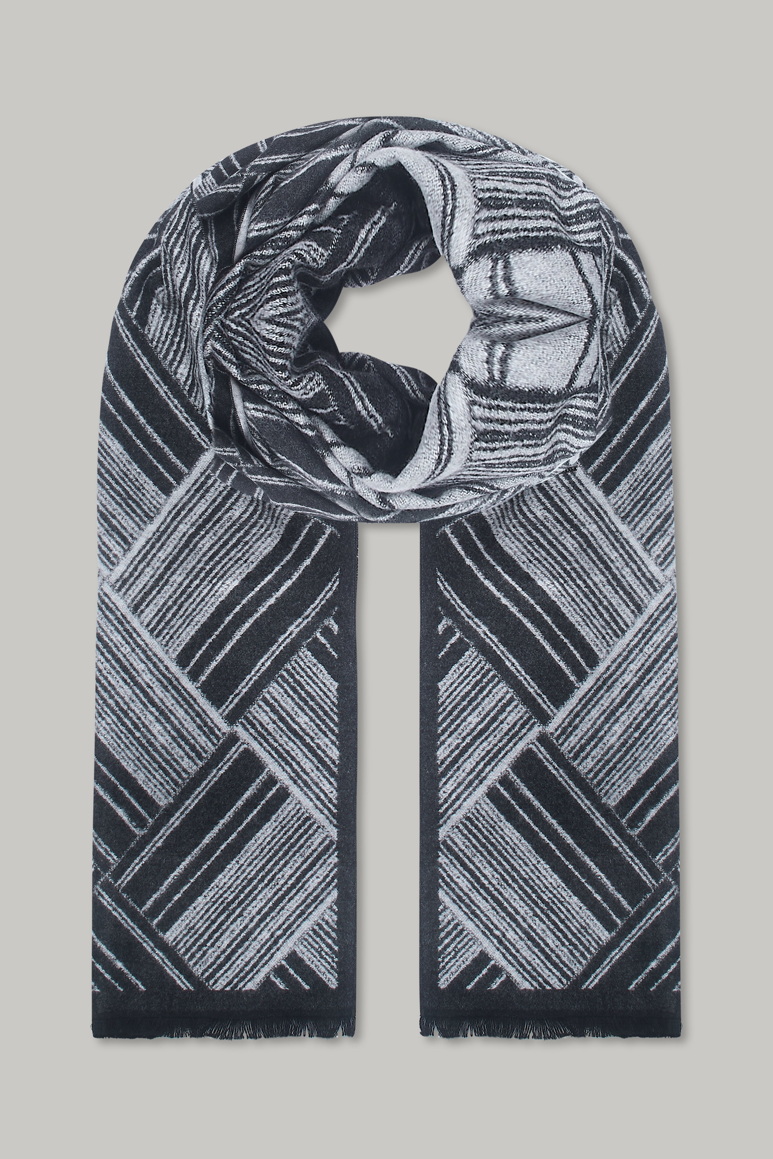 Scarf - Criss Cross Plain Border Charcoal - Wear London